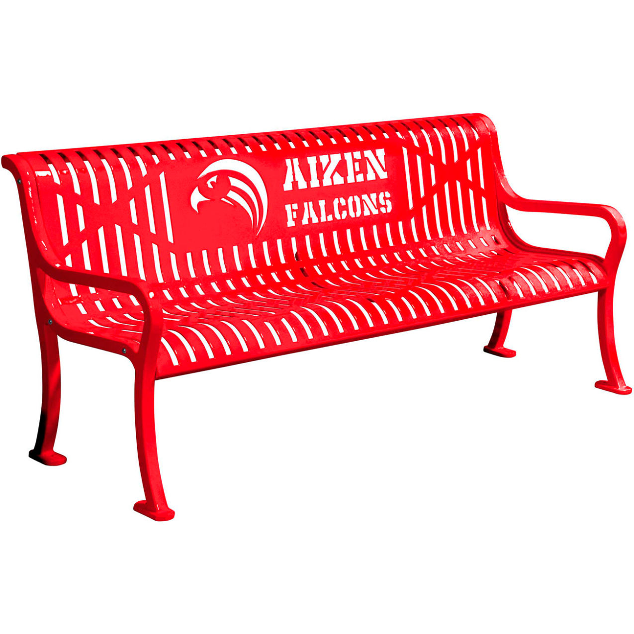 5-13/16' Personalized Diamond Pattern Bench with Back, Expanded Metal, Red