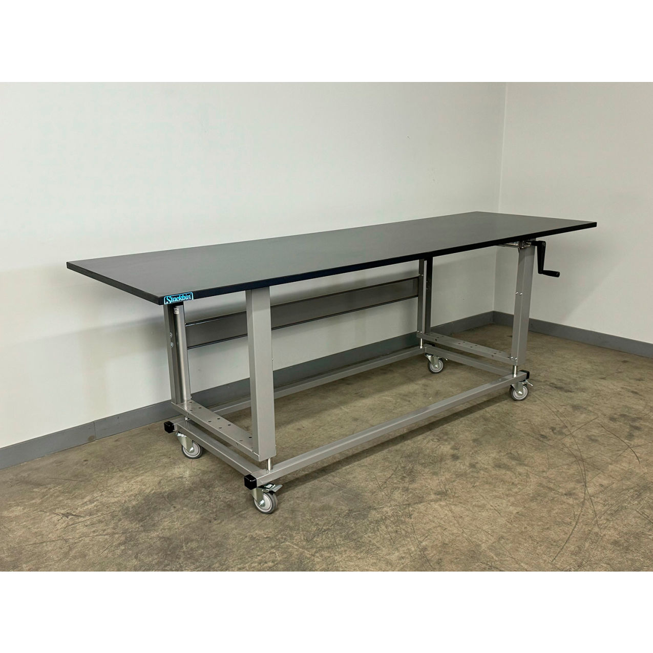 2500 Manual Hydro Lift Mobile Workbench, 96 x 36", Phenolic Beveled Edge, Gray