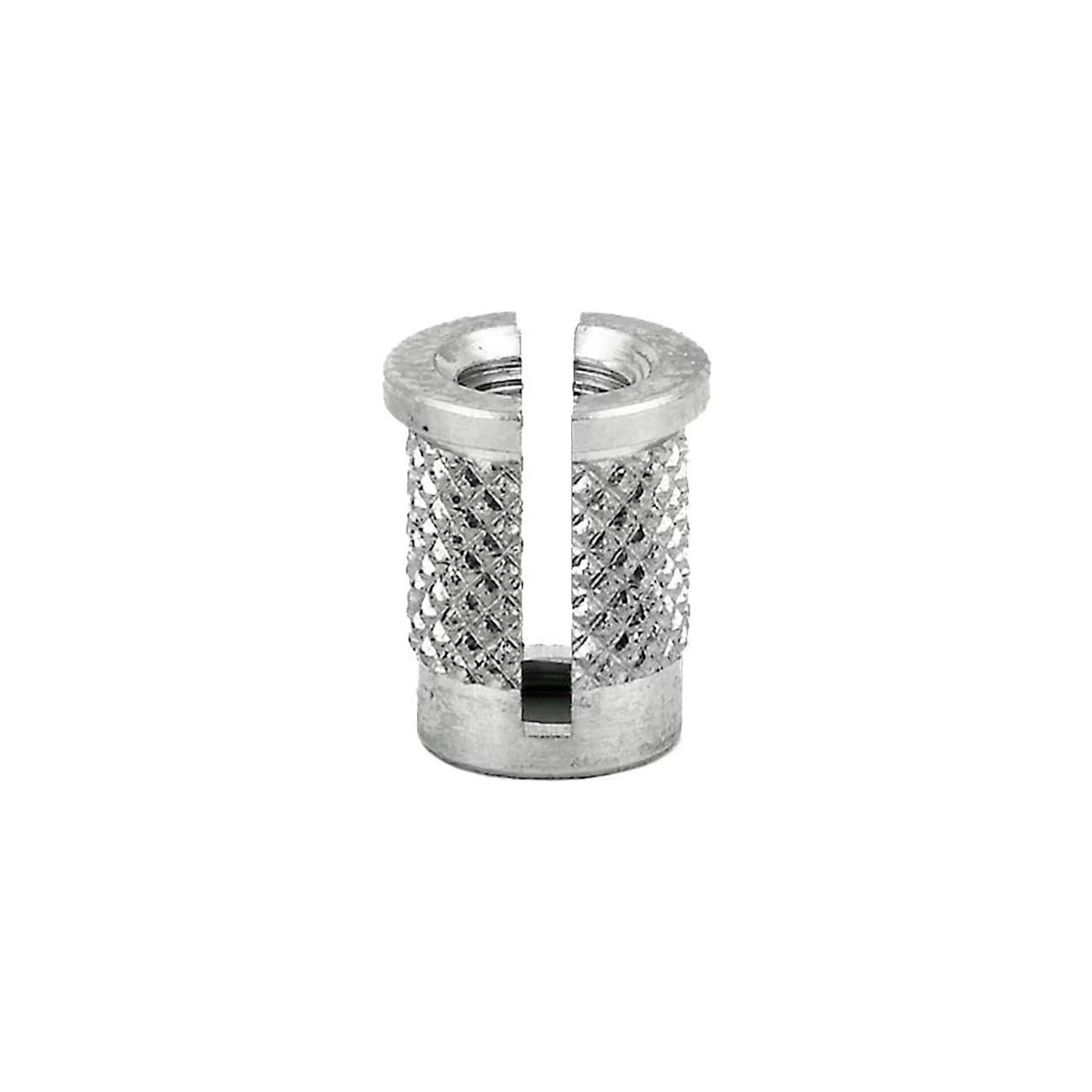 E-Z Press M8-1.25 Threaded Insert For Plastic, Reverse Slot, SS, 9/16" Long