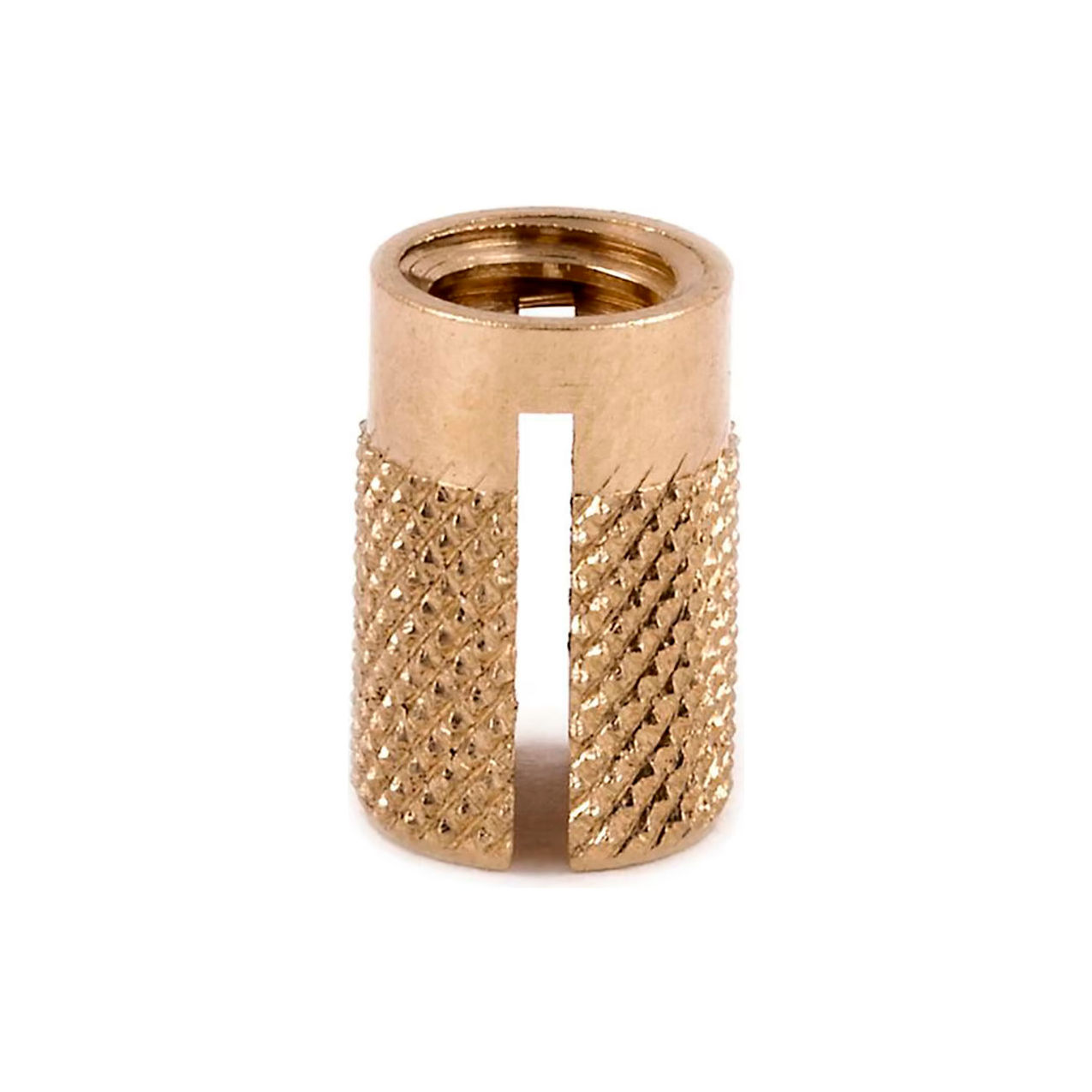 M6-1.0 Threaded Insert For Plastic, Flush, Brass, 7/16" Long