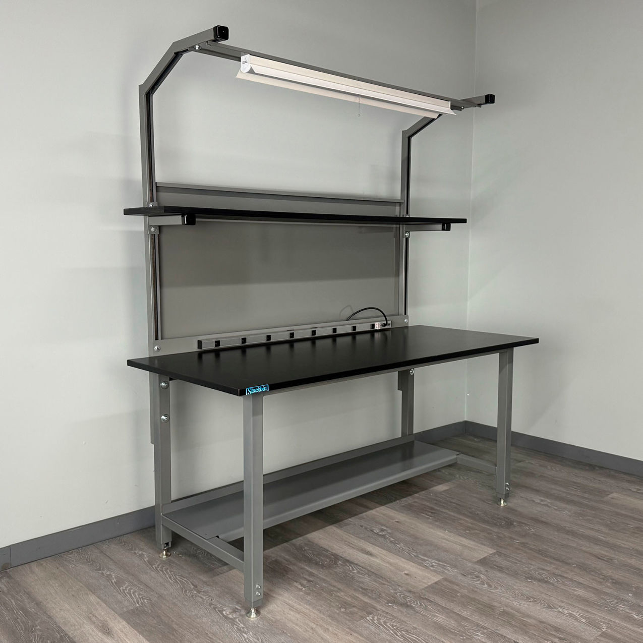 Pre-Configured Lab Workbench #1 with Overhead Shelving, 60"W x 30"D, Gray