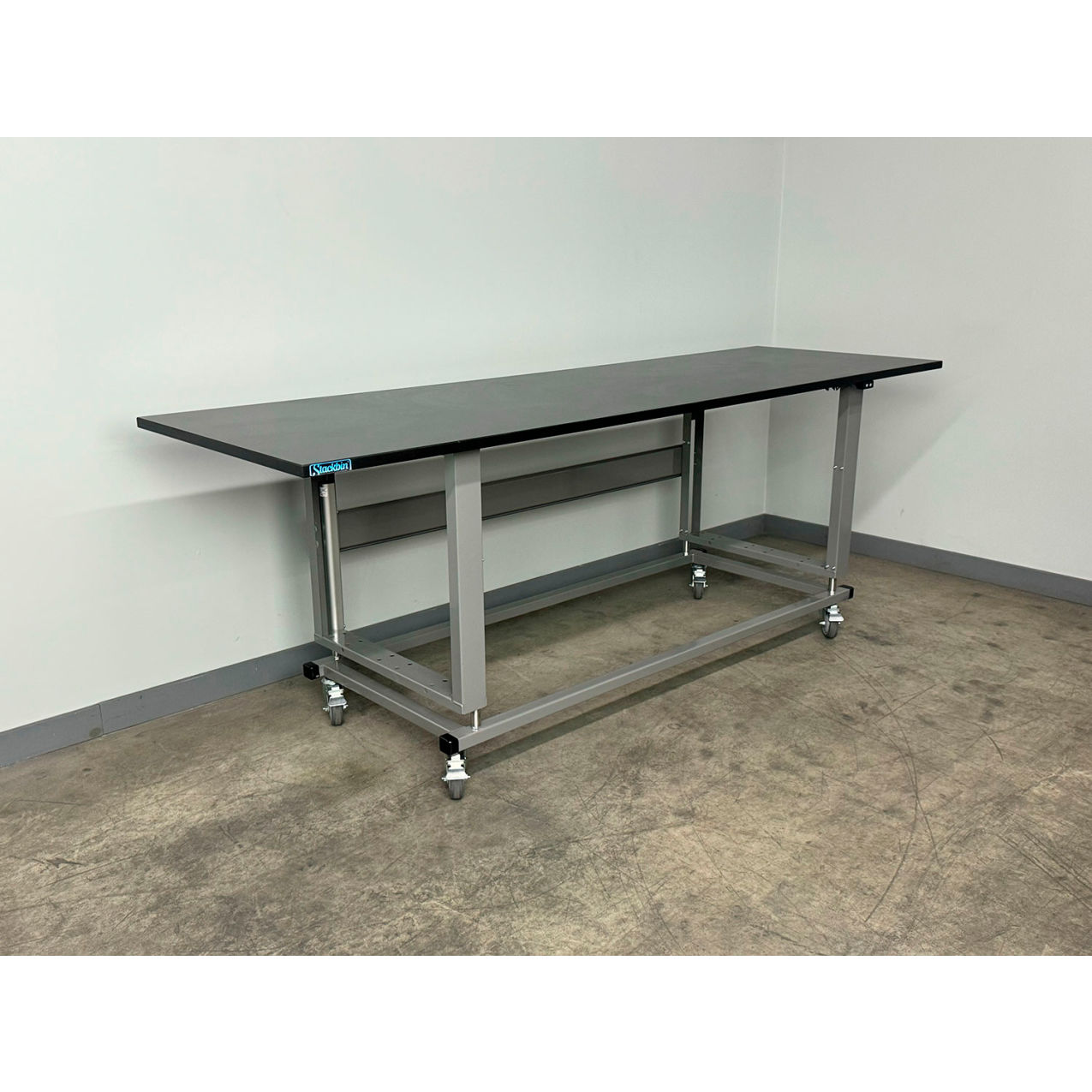 2500 Electric Hydro Lift Mobile Workbench, 96 x 30", Phenolic Beveled Edge, Gray