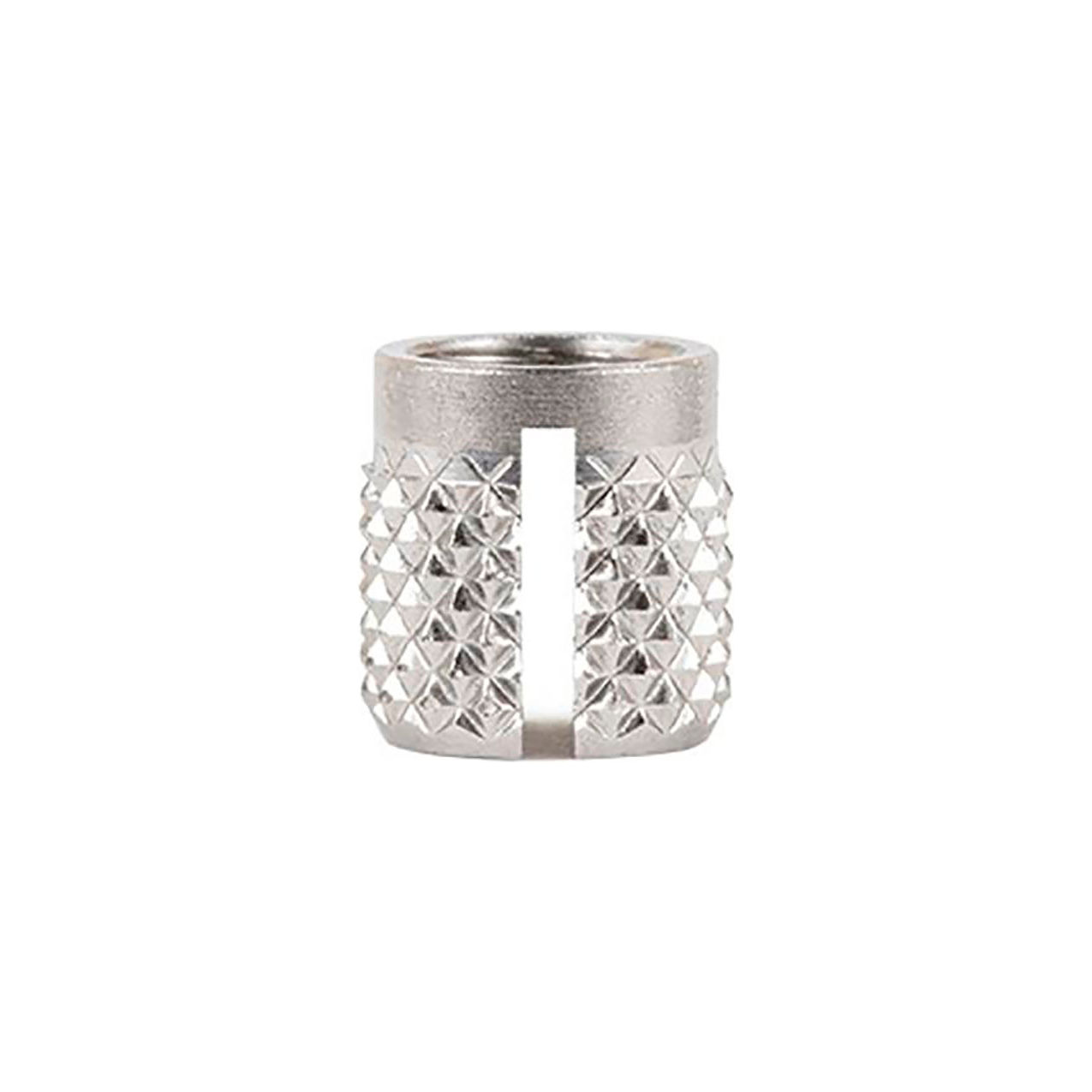 8-32 Threaded Insert For Plastic, Flush, Stainless Steel, 1/4" Long