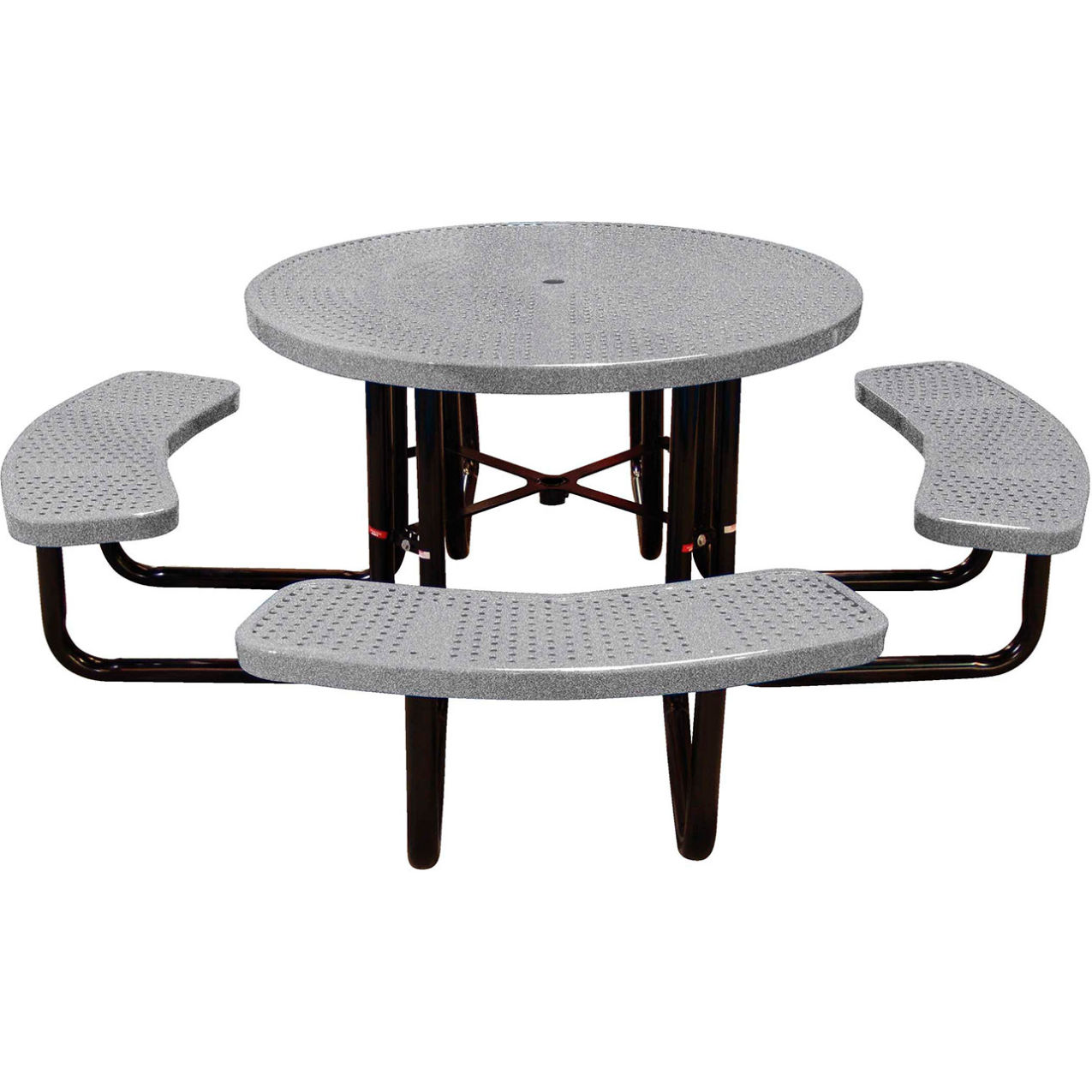 46" Round Standard Picnic Table, Perforated Metal, Portable, Granite