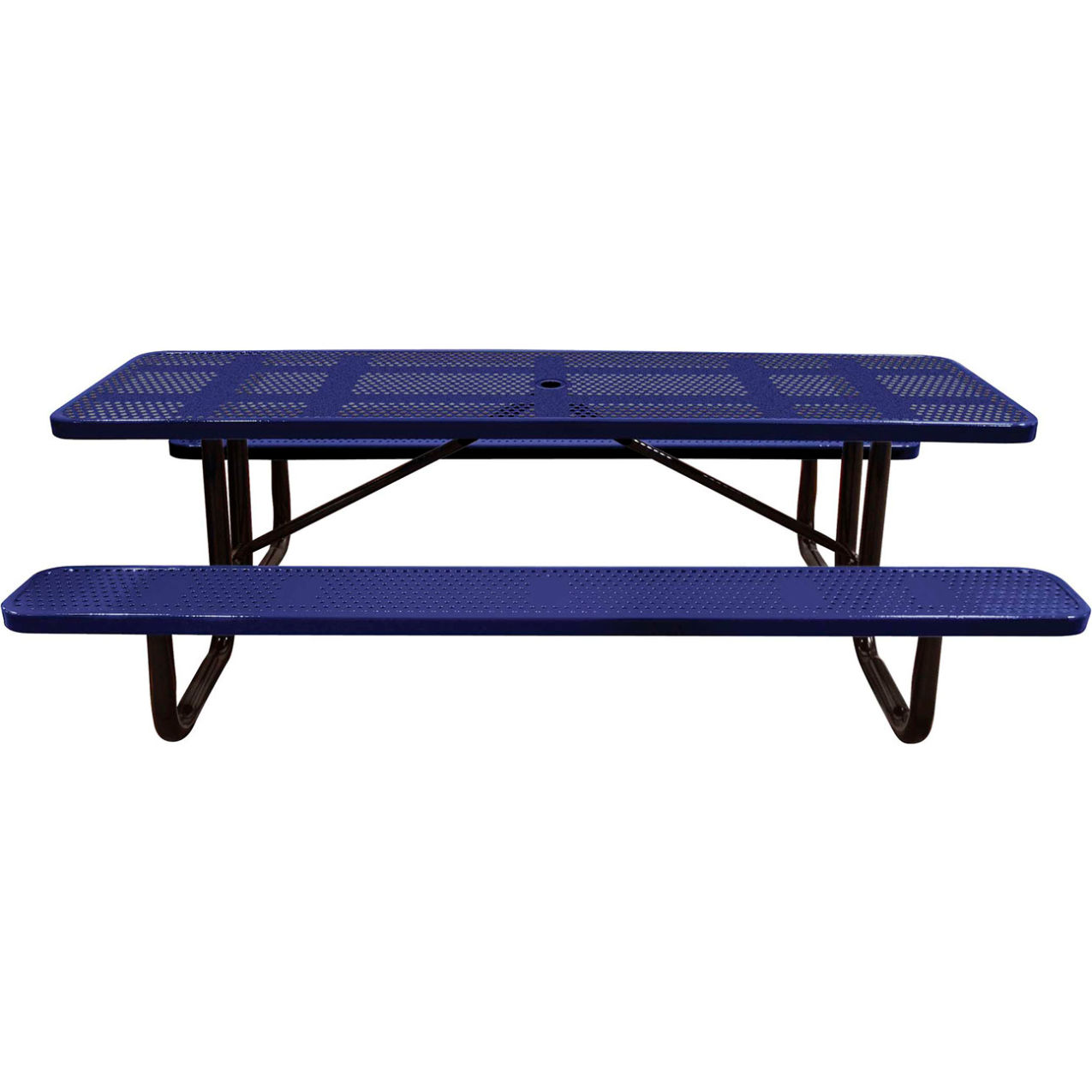 8' Rectangular Standard Picnic Table, Perforated Metal, Portable, Navy