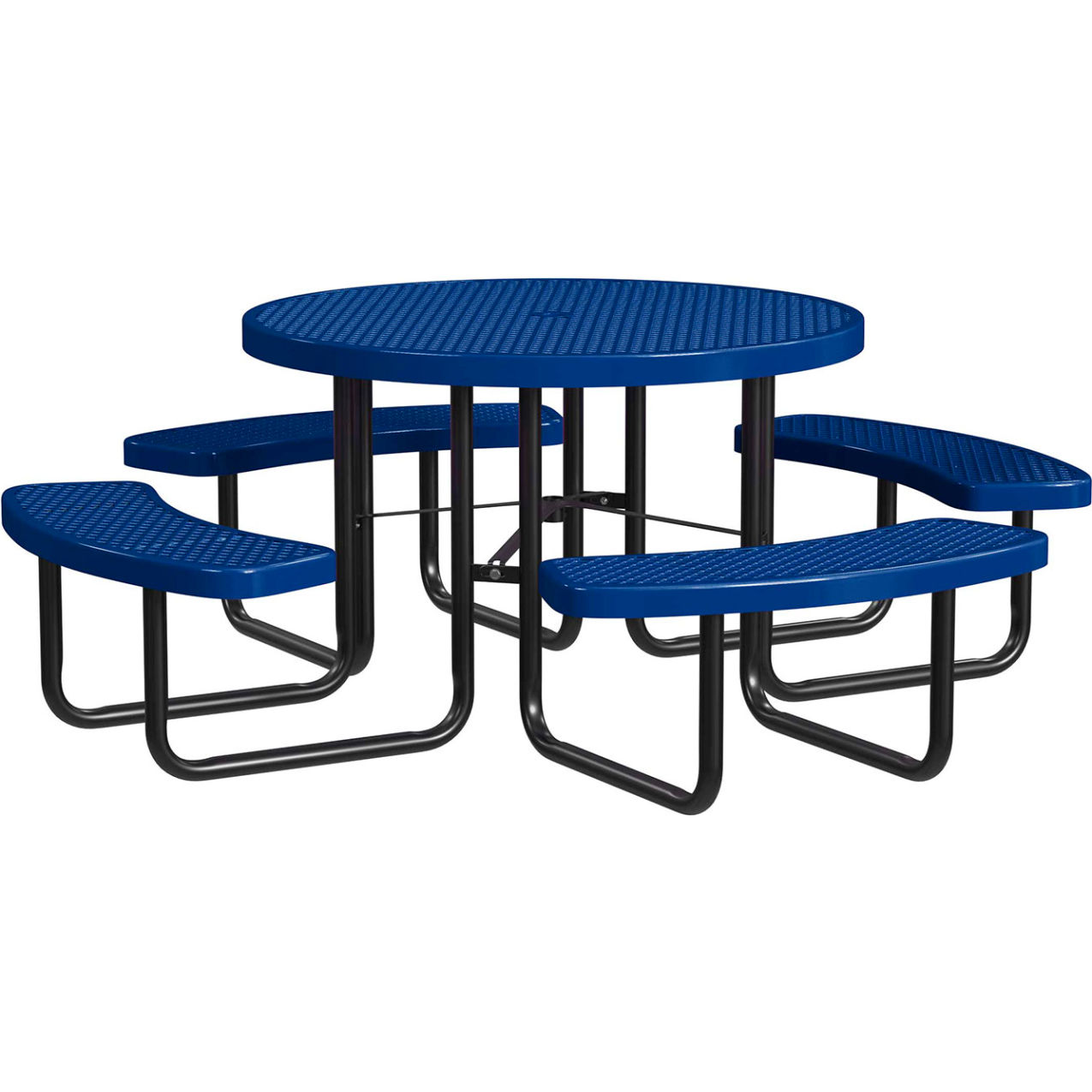 46" Round Standard Picnic Table, Expanded Metal, Portable, Navy
