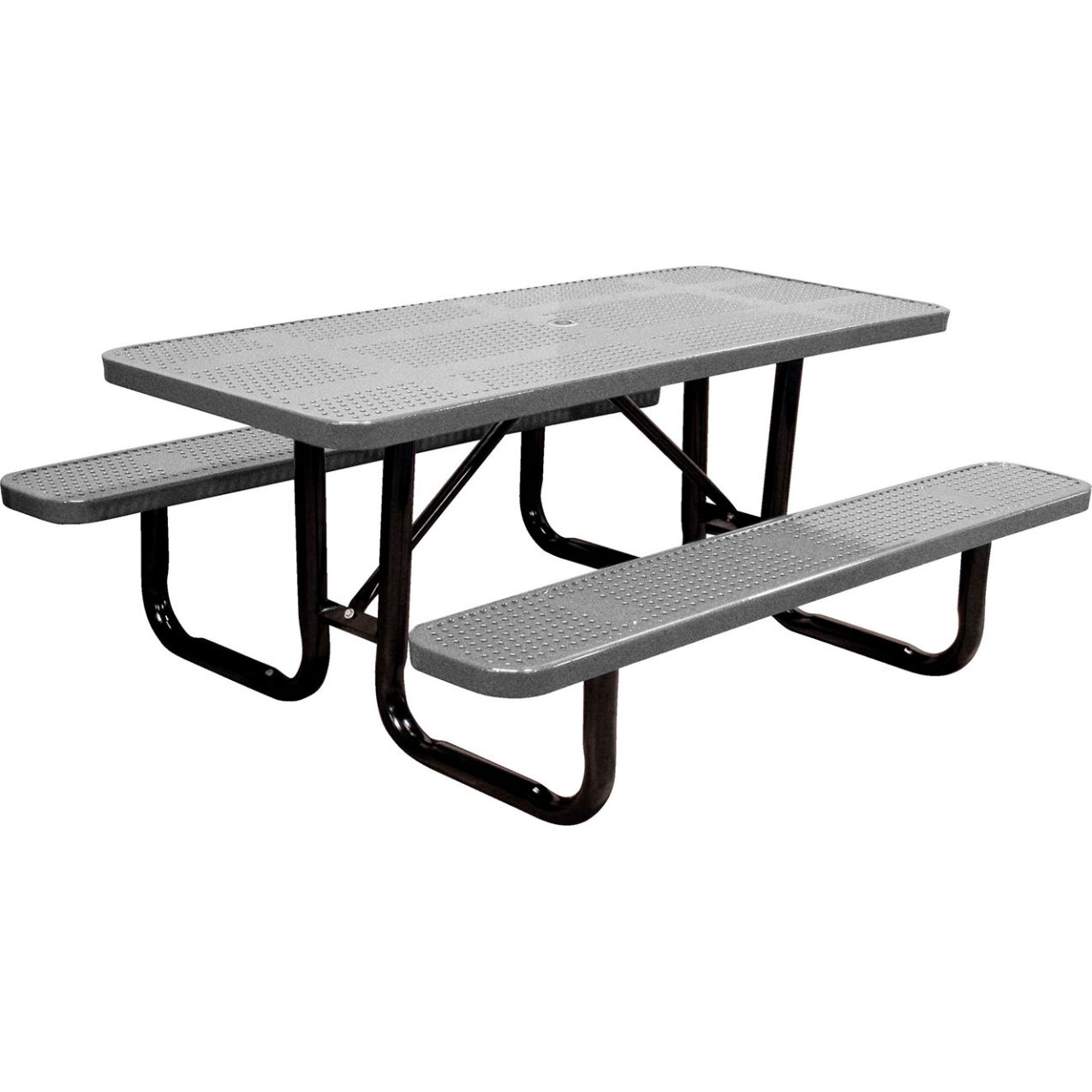 6' Rectangular Standard Picnic Table, Perforated Metal, Portable, Granite