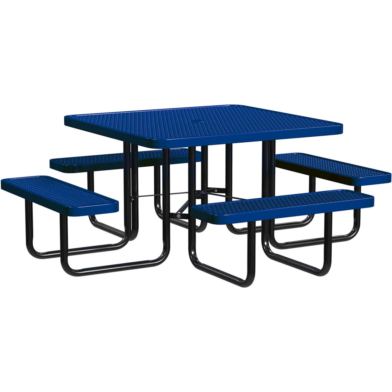 46" Square Standard Picnic Table, Expanded Metal, Portable, Navy