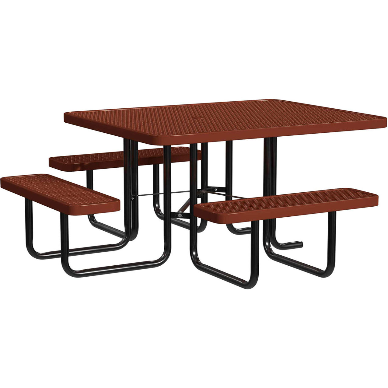 46" x 58" Rectangular Standard ADA Picnic Table, Expanded Metal, Portable, Brown