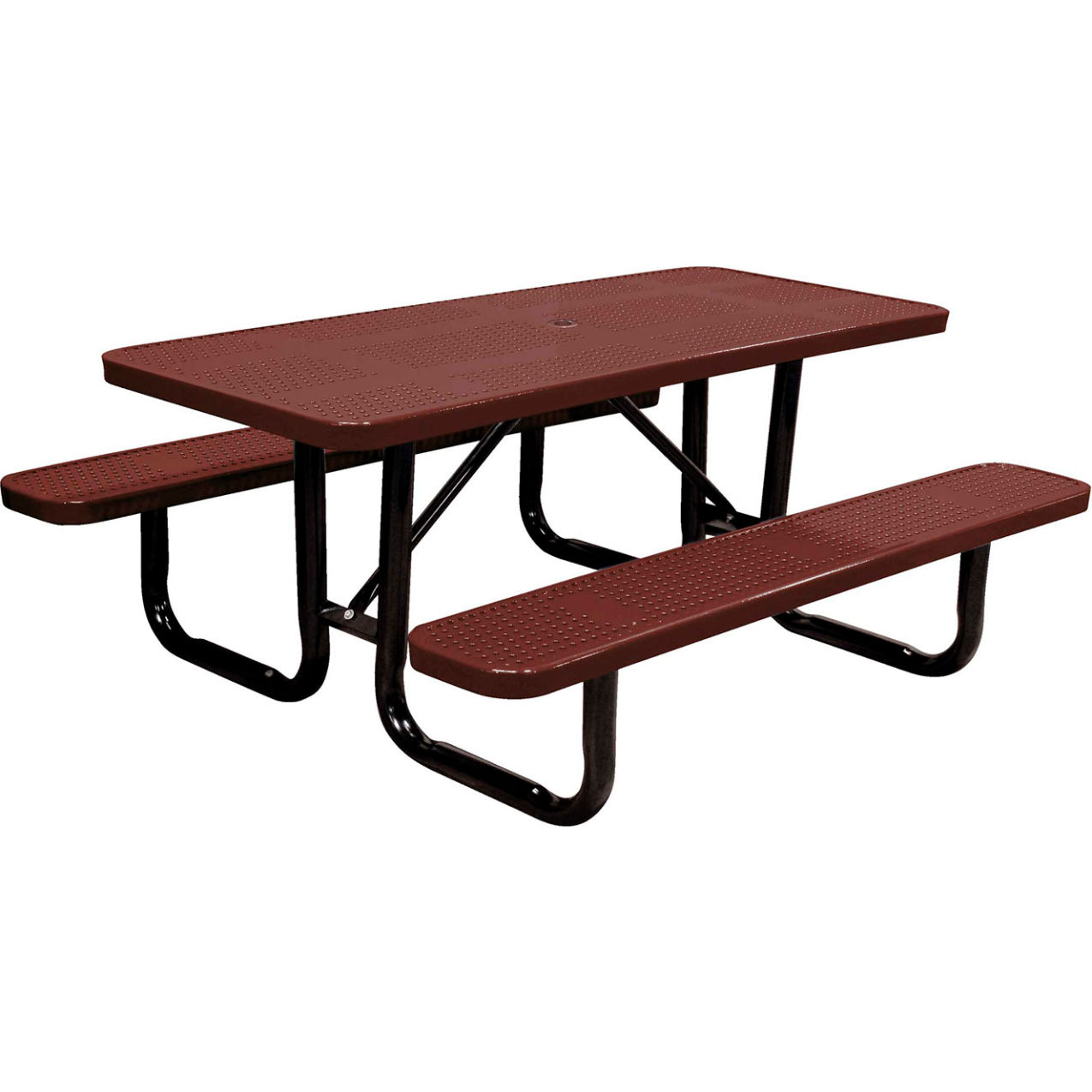 6' Rectangular Standard Picnic Table, Perforated Metal, Portable, Brown