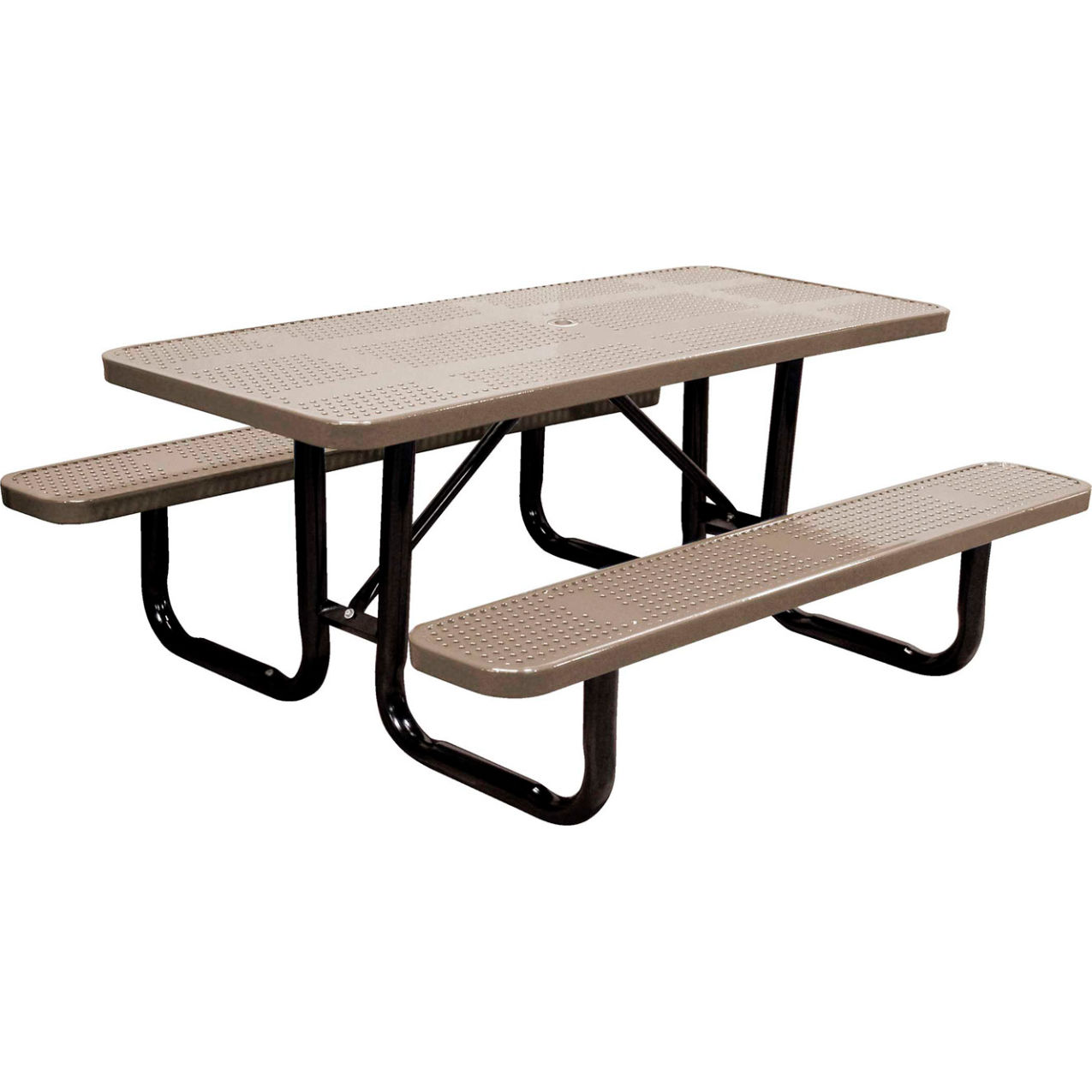 6' Rectangular Standard Picnic Table, Perforated Metal, Portable, Beige