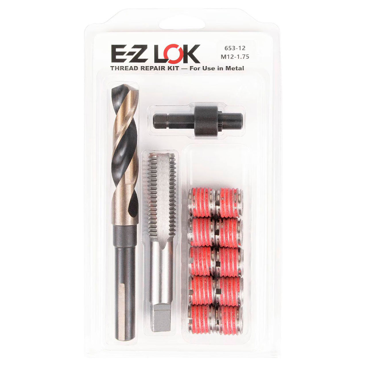 Thread Repair Kit For Metal, Standard Wall, Stainless Steel, M12-1.75 x 3/4-10