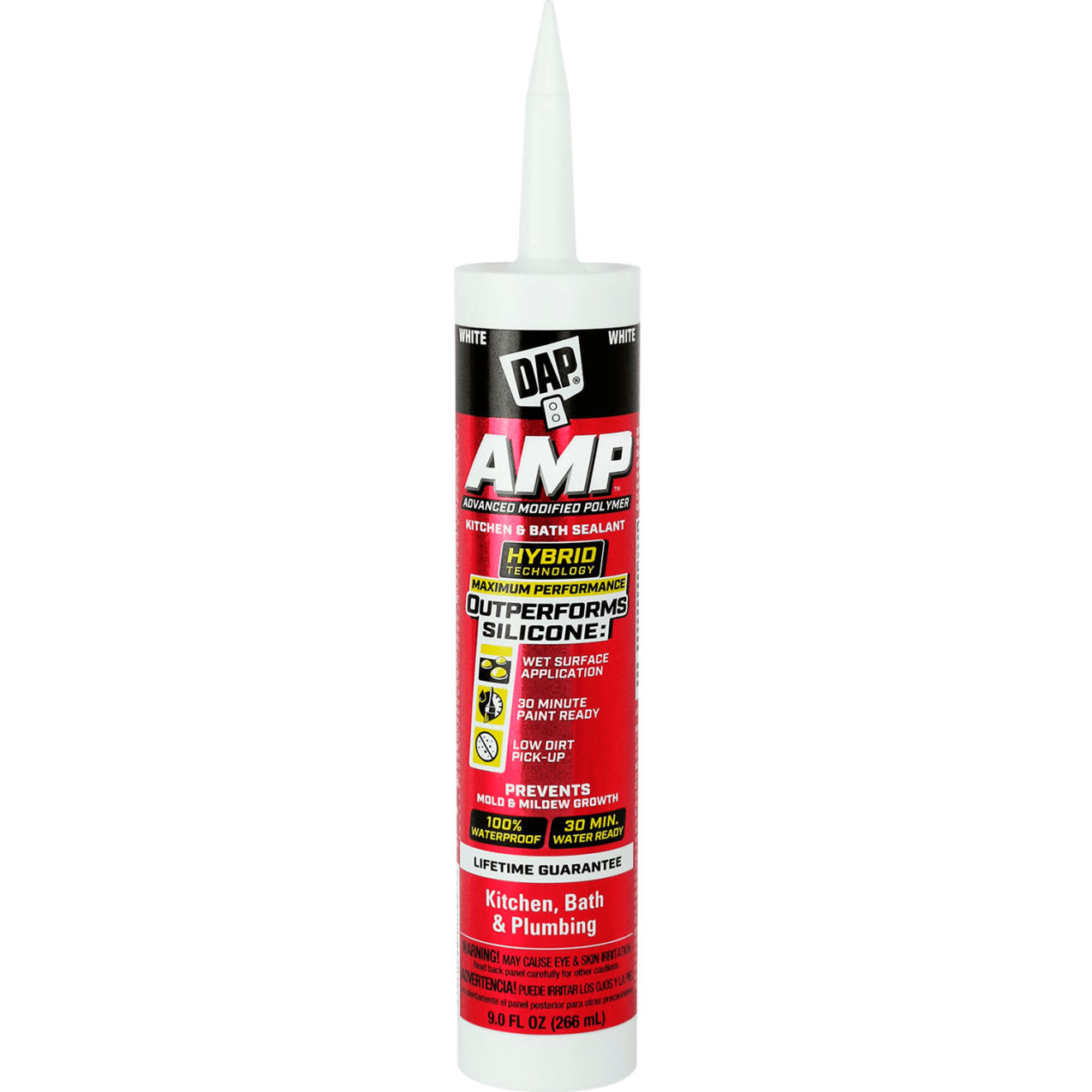 Kitchen, Bath & Plumbing Sealant, 9 fl. oz., White, Pack of 12