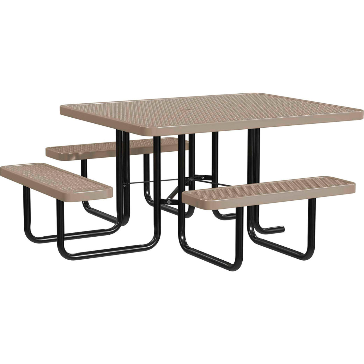 46" x 58" Rectangular Standard ADA Picnic Table, Expanded Metal, Portable, Beige