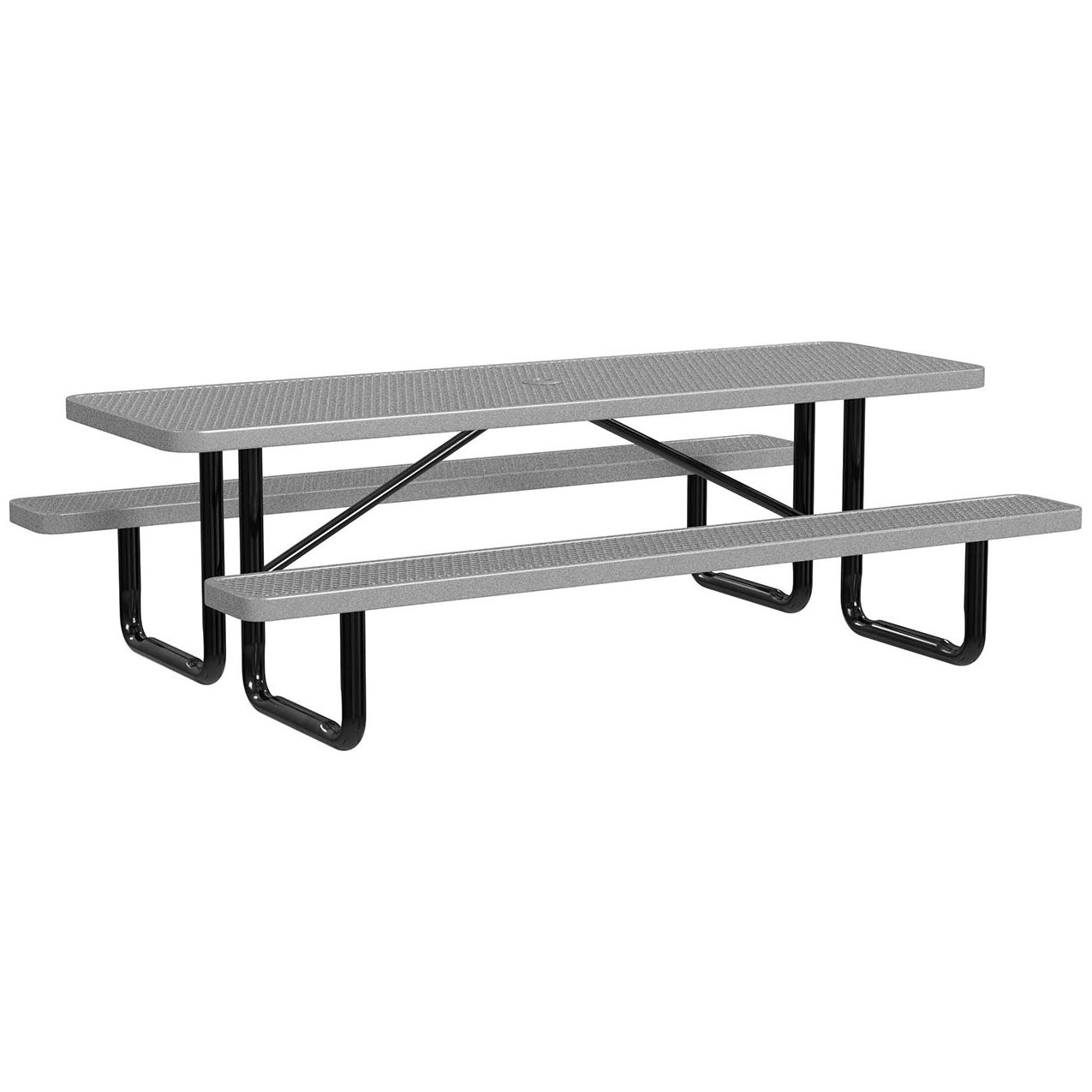 8' Rectangular Standard Picnic Table, Expanded Metal, Portable, Granite