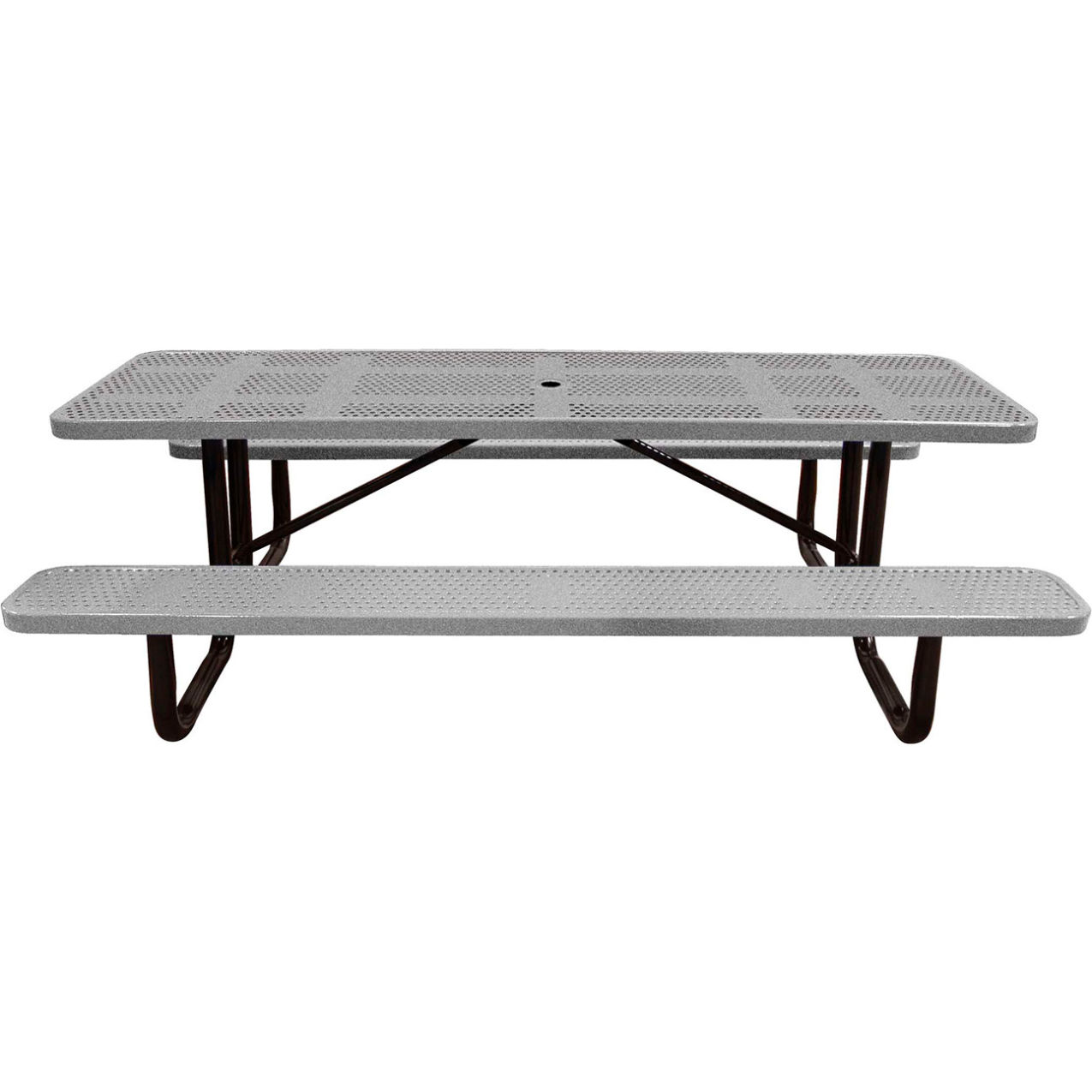 8' Rectangular Standard Picnic Table, Perforated Metal, Portable, Granite