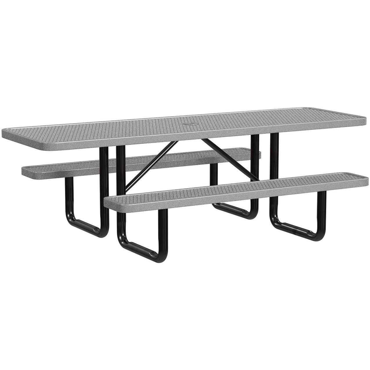 8' Rectangular Standard ADA Picnic Table, Expanded Metal, Portable, Granite