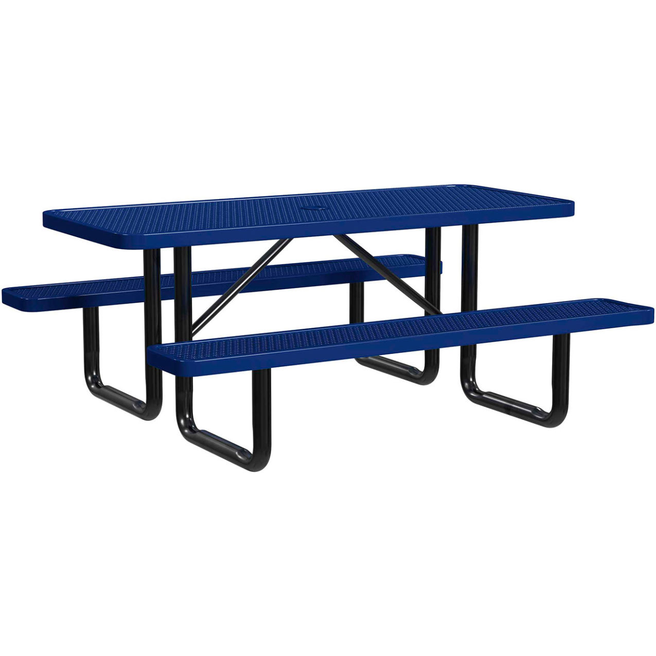 6' Rectangular Standard Picnic Table, Expanded Metal, Portable, Navy