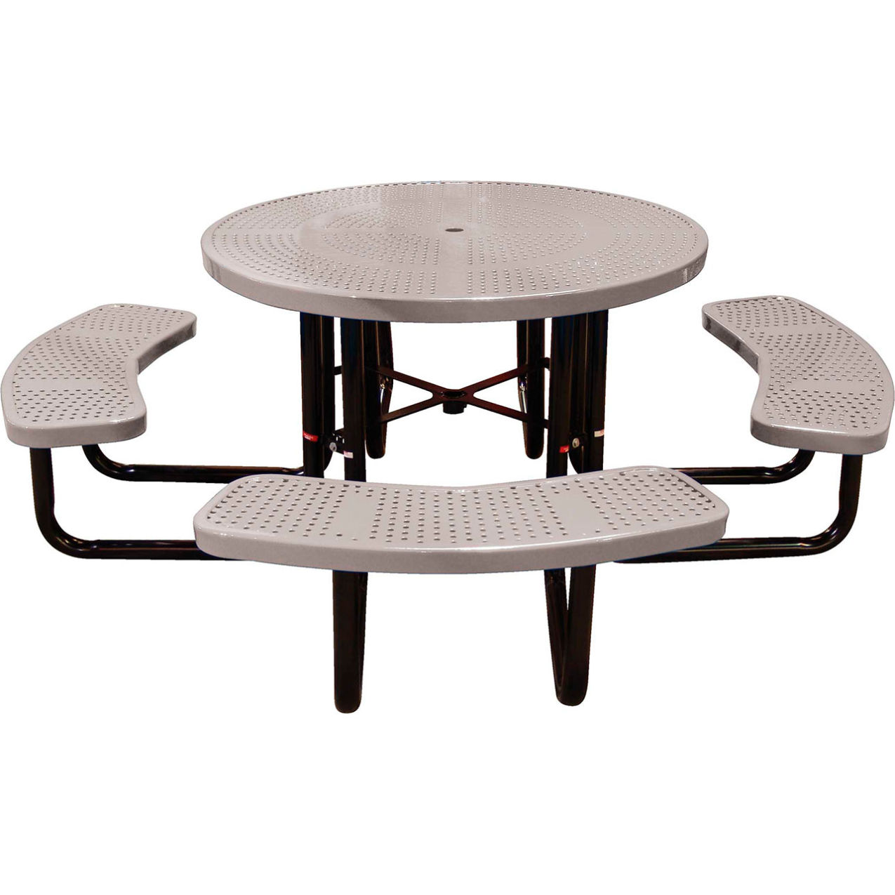 46" Round Standard Picnic Table, Perforated Metal, Portable, Beige