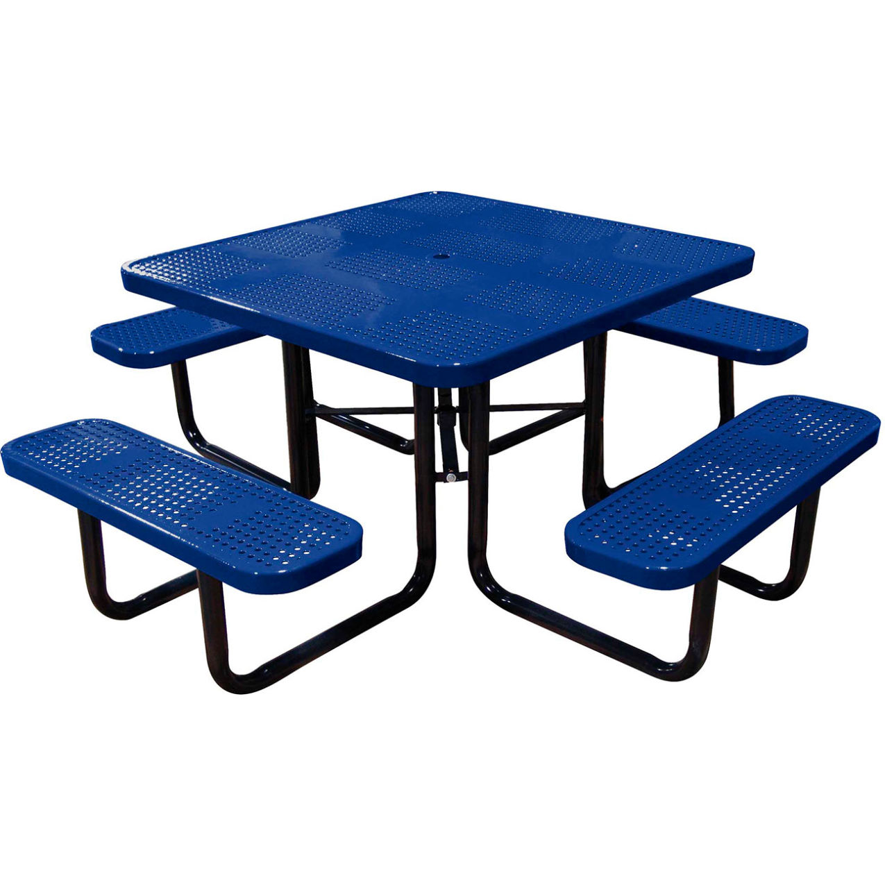 46" Square Standard Picnic Table, Perforated Metal, Portable, Navy