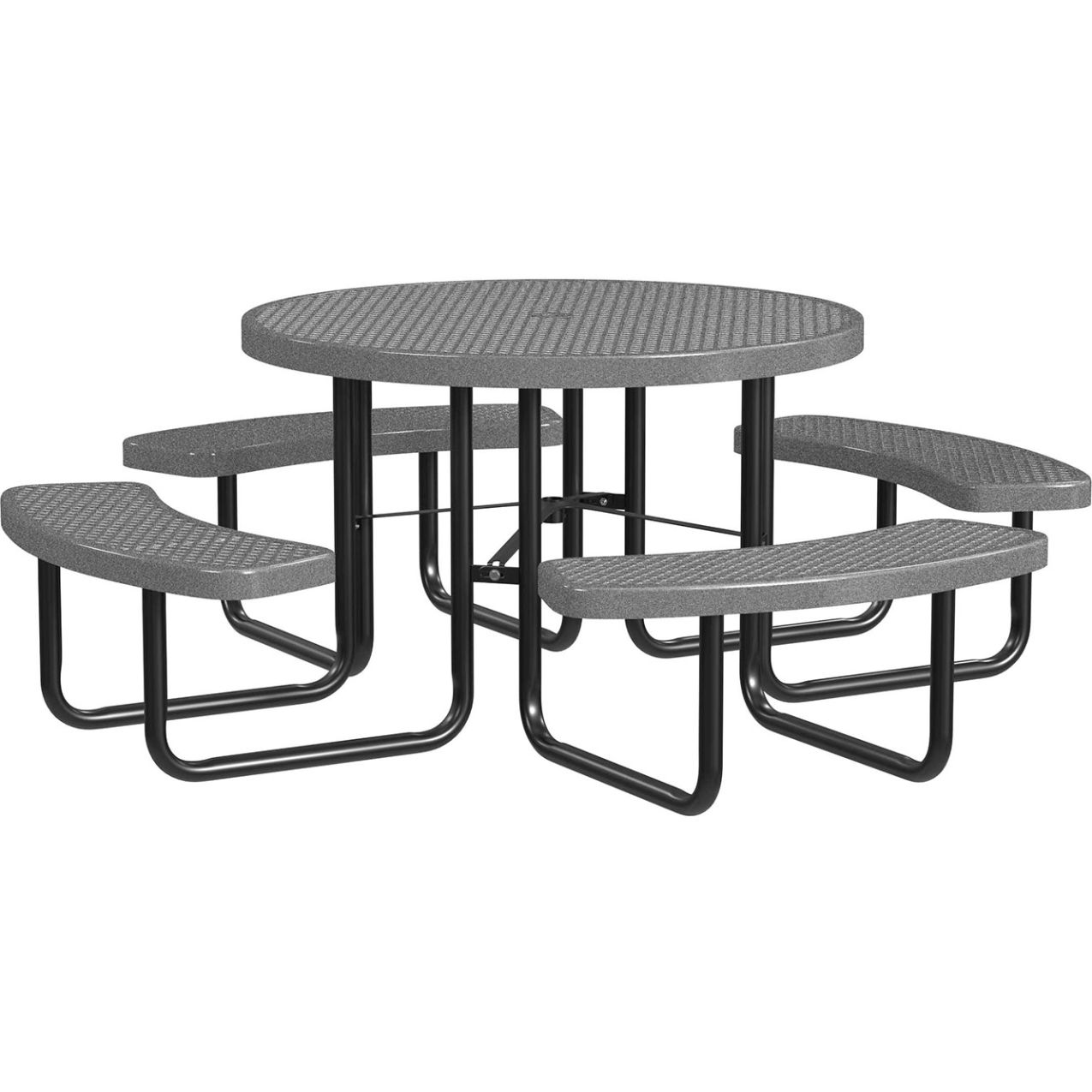 46" Round Standard Picnic Table, Expanded Metal, Portable, Granite