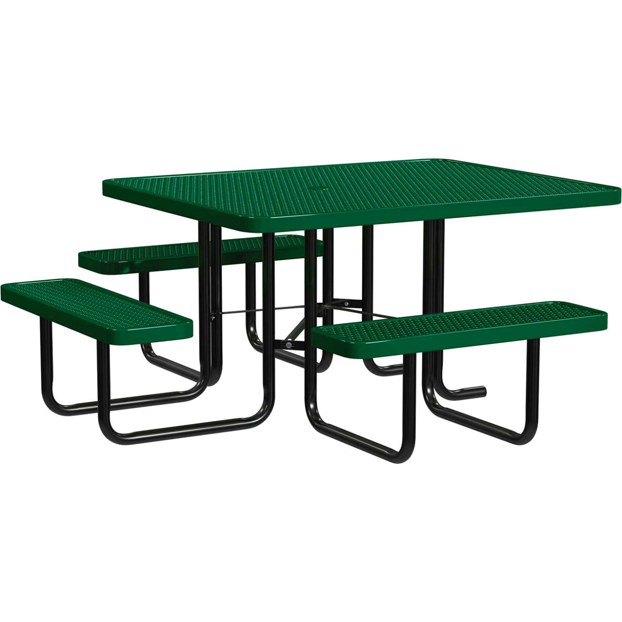 46" x 58" Rectangular Standard ADA Picnic Table, Expanded Metal, Black Green