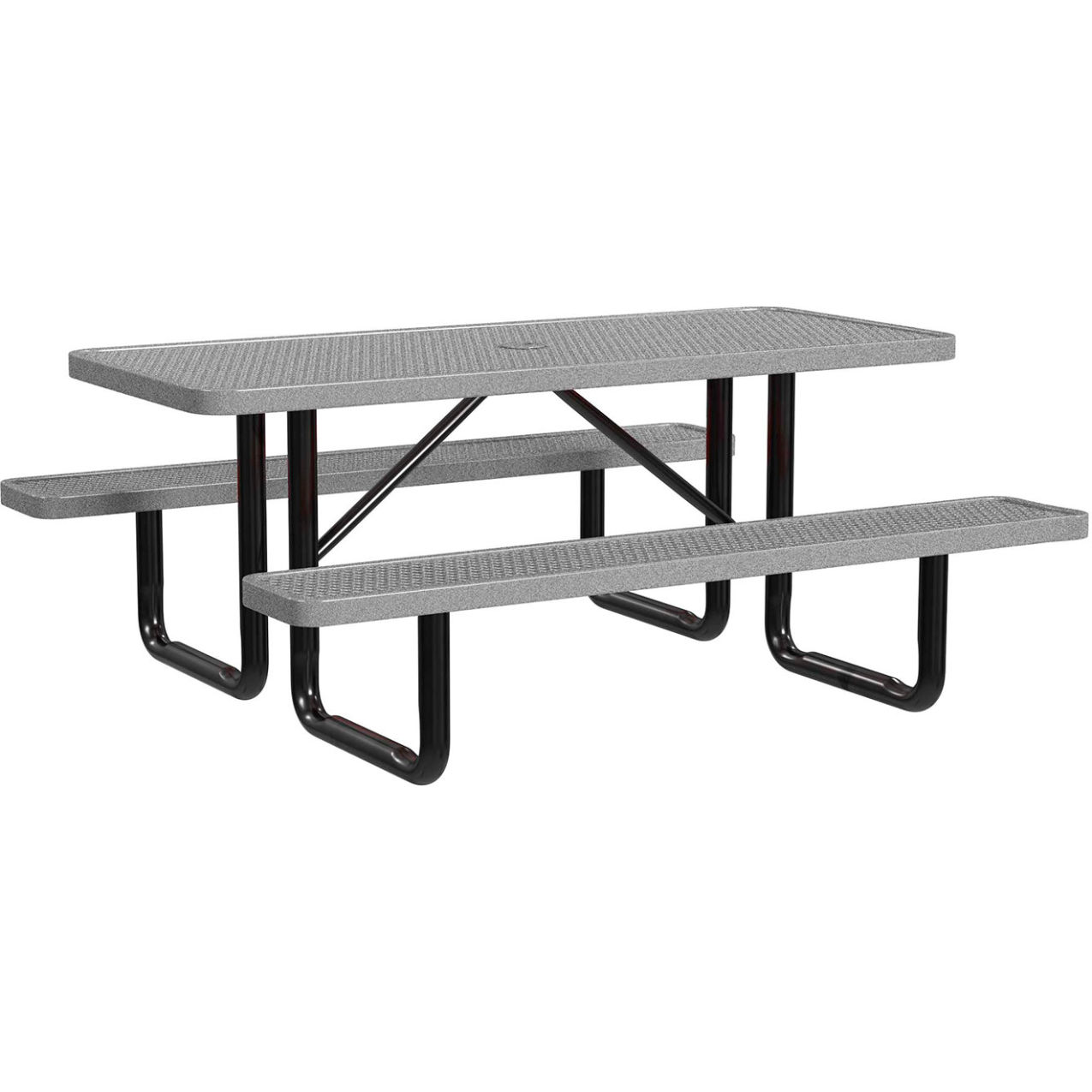 6' Rectangular Standard Picnic Table, Expanded Metal, Portable, Granite