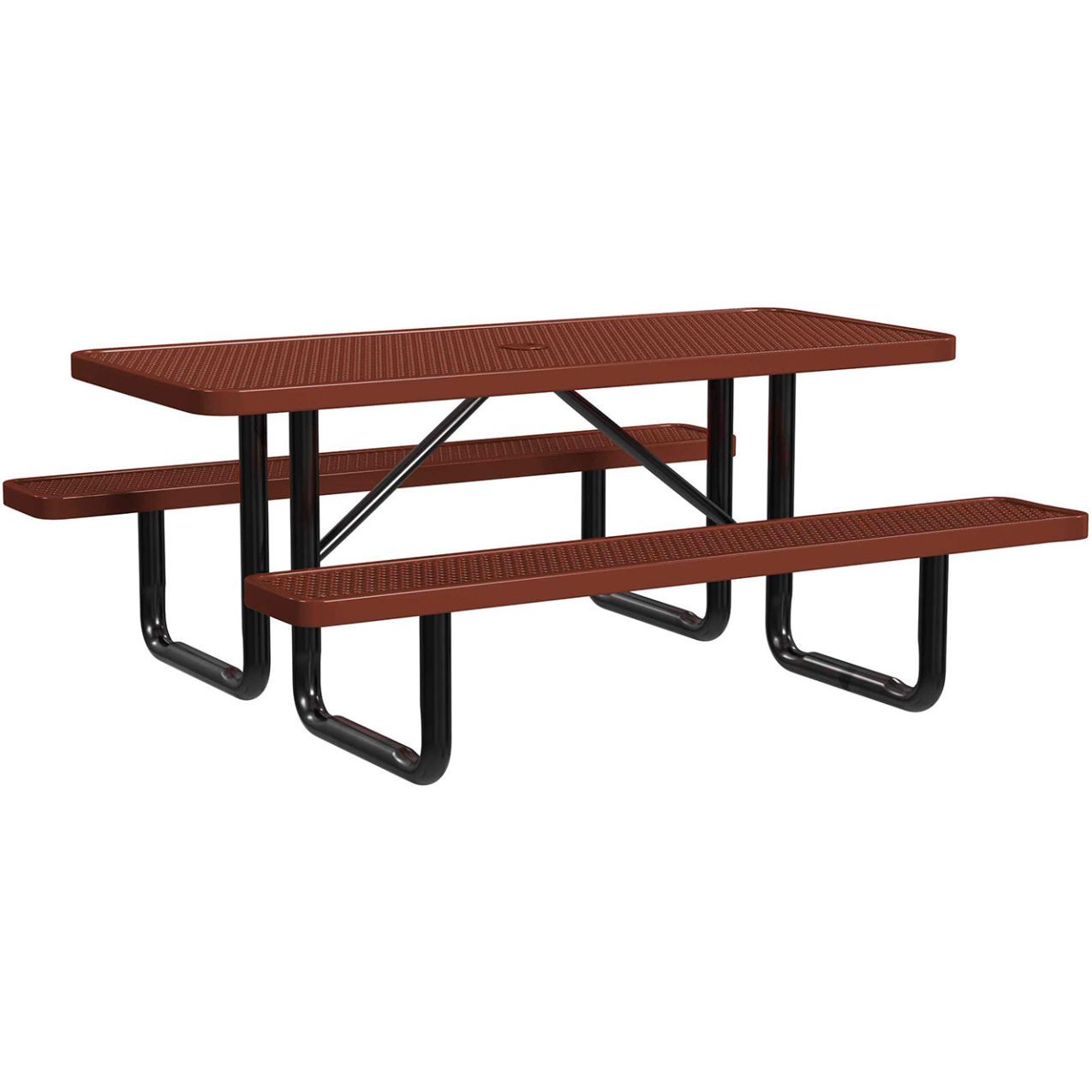 6' Rectangular Standard Picnic Table, Expanded Metal, Portable, Brown