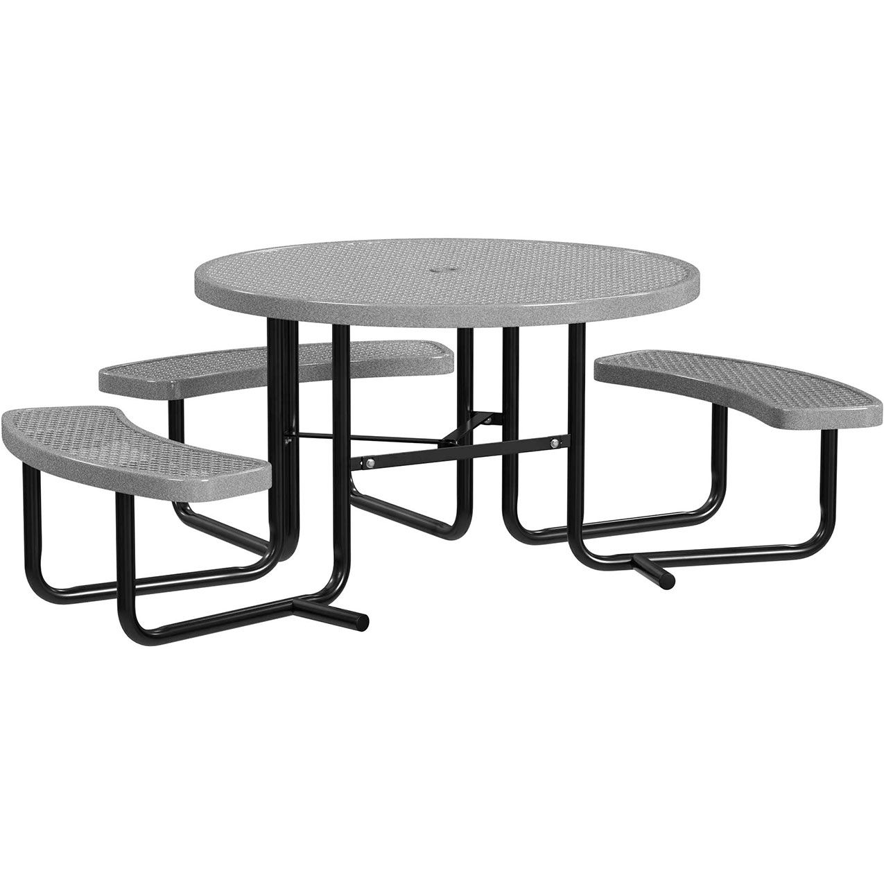 46" Round Standard ADA Picnic Table, Expanded Metal, Portable, Granite