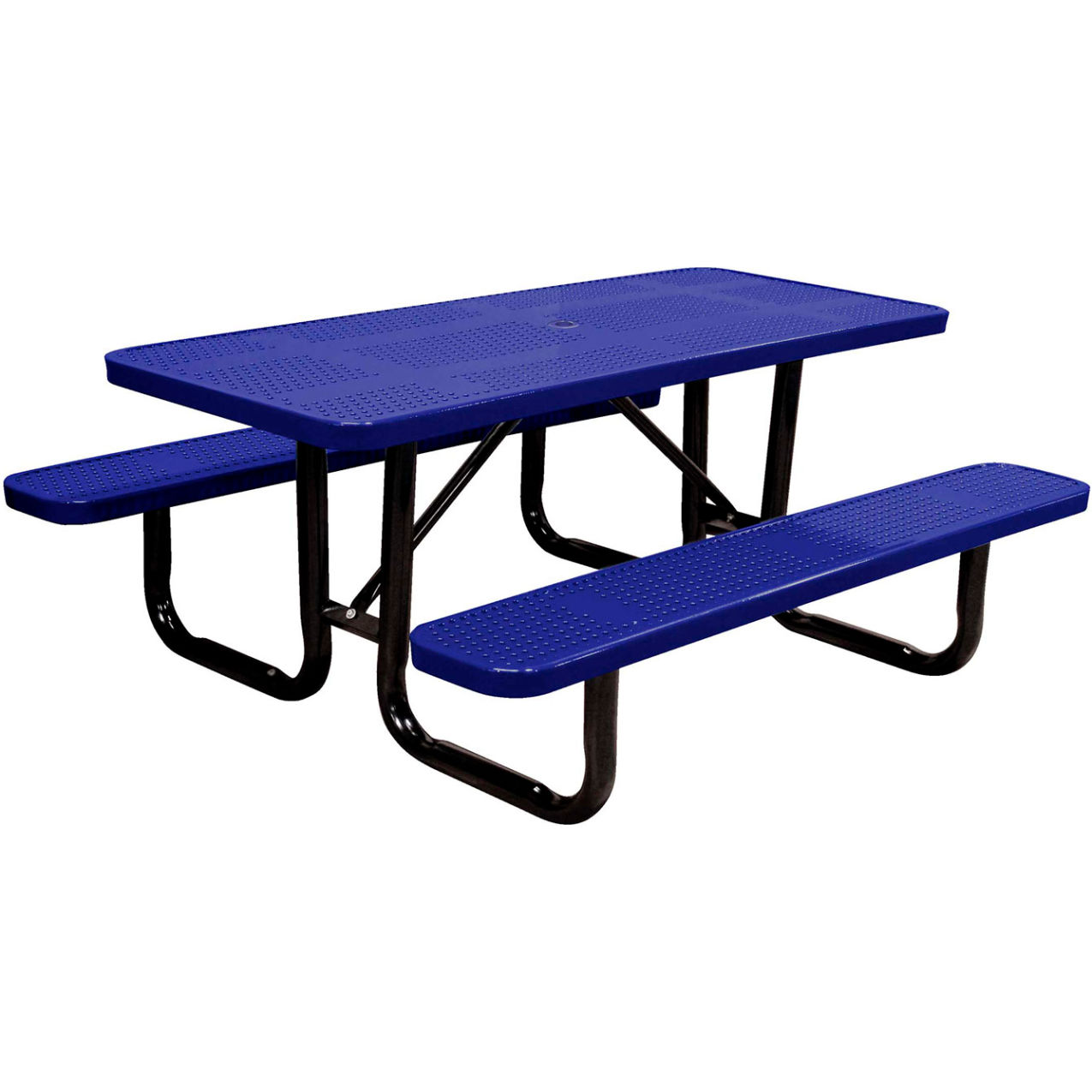 6' Rectangular Standard Picnic Table, Perforated Metal, Portable, Navy