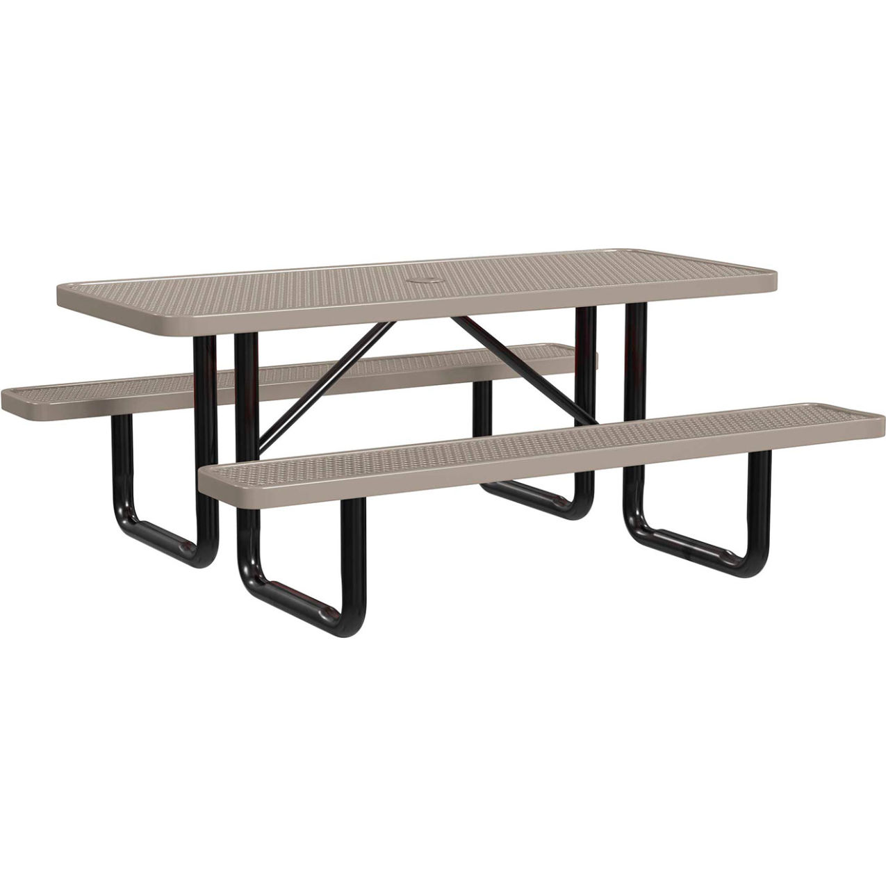 6' Rectangular Standard Picnic Table, Expanded Metal, Portable, Beige