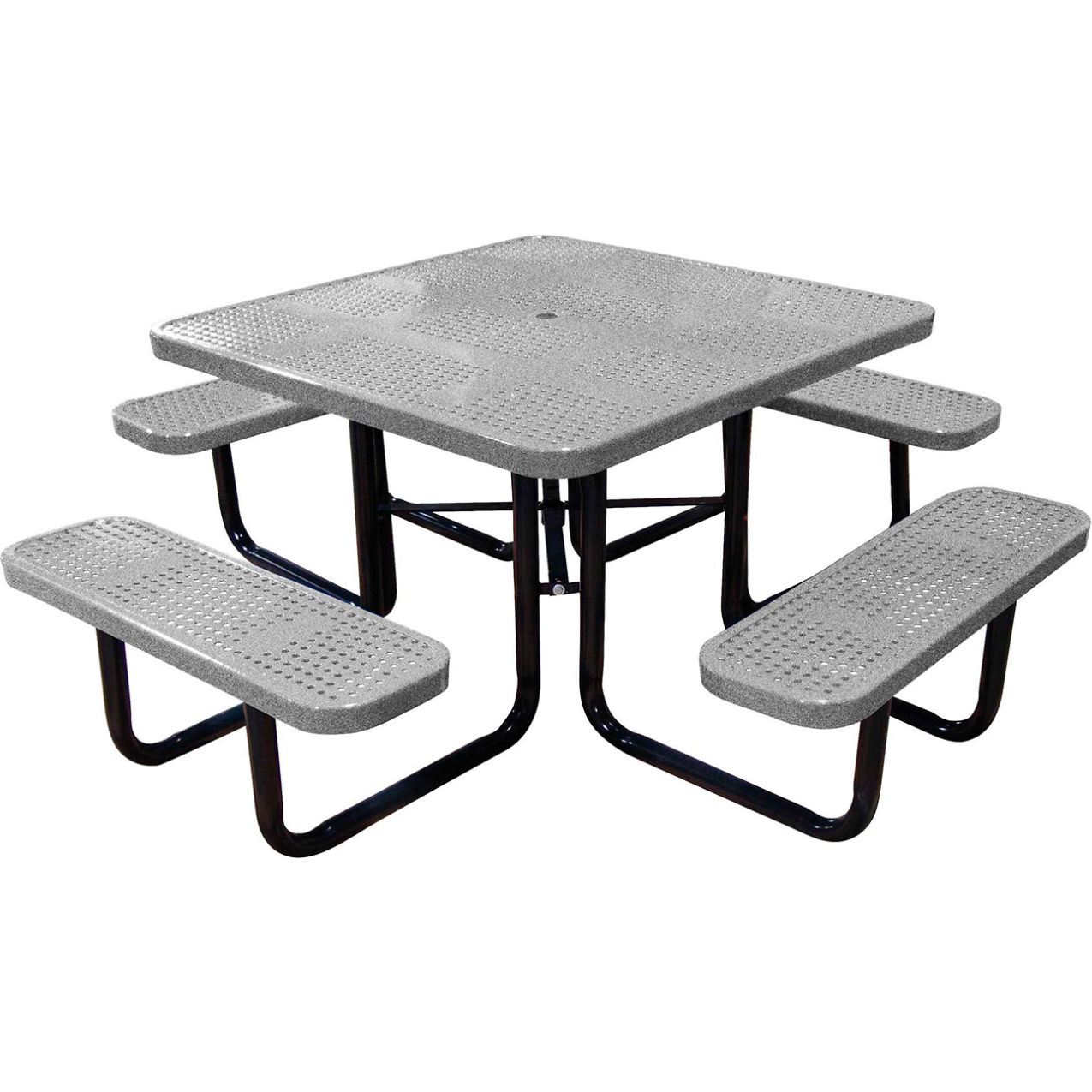 46" Square Standard Picnic Table, Perforated Metal, Portable, Granite