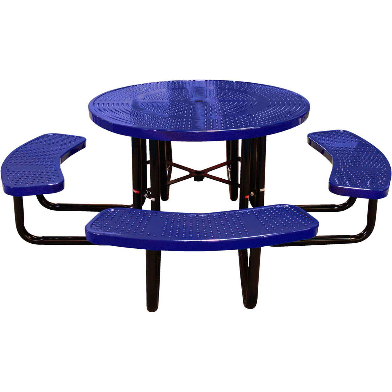 46" Round Standard Picnic Table, Perforated Metal, Portable, Navy