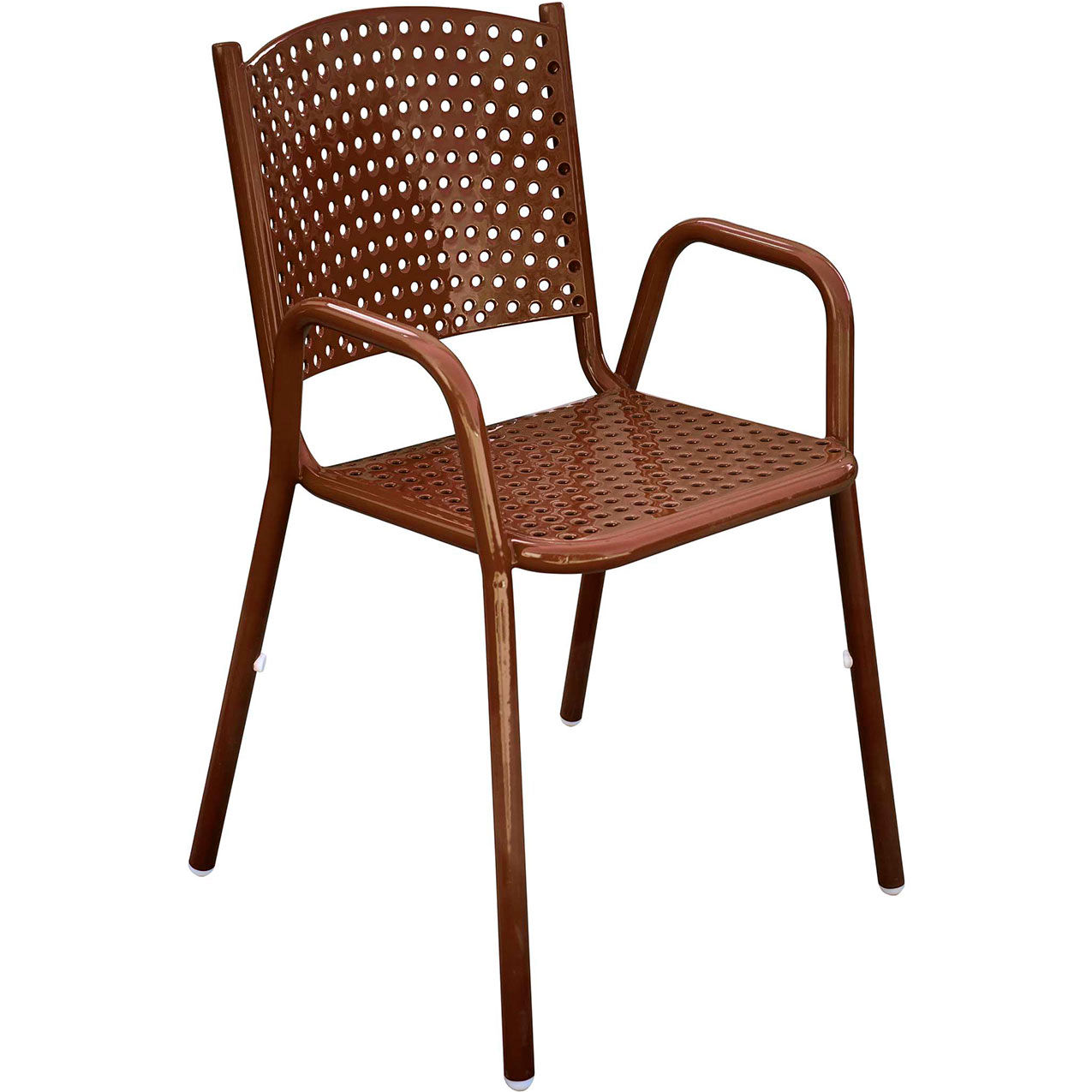 31-5/8" Tall Stackable Perforated Metal Chair, Brown