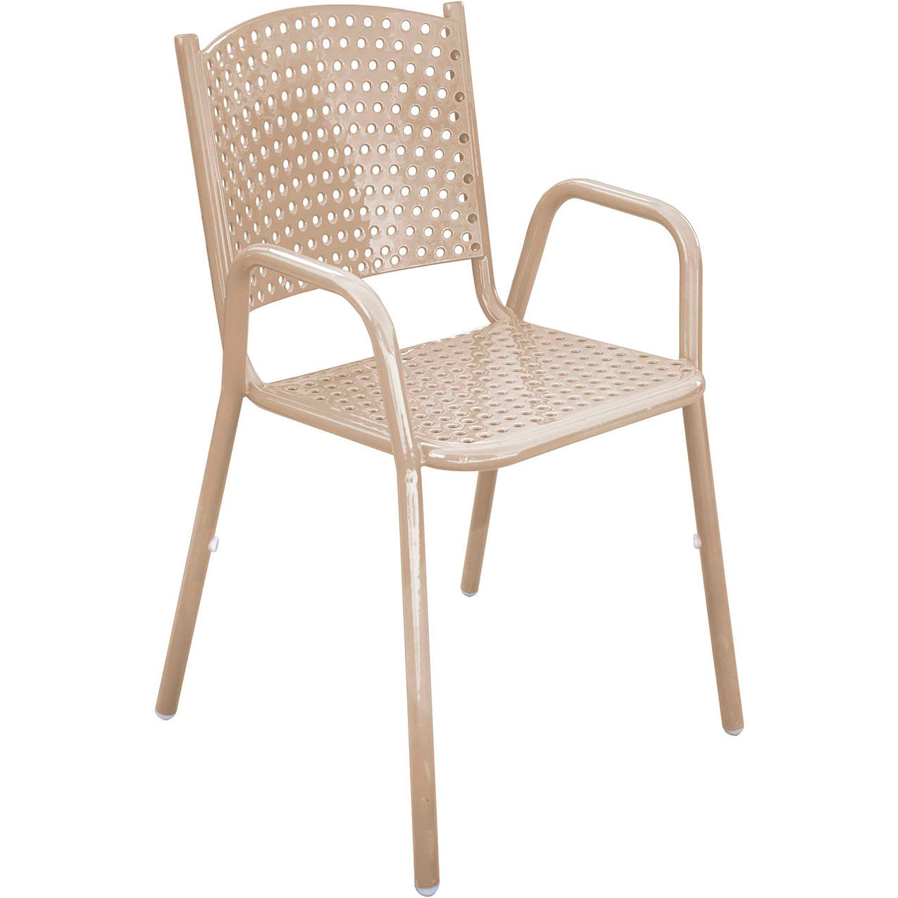 31-5/8" Tall Stackable Perforated Metal Chair, Beige