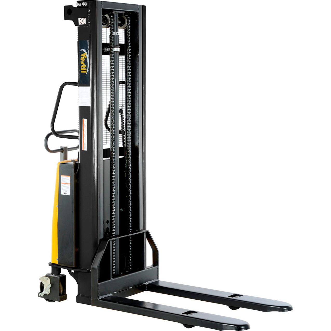 Steel Fixed Stacker with Powered Lift, 118" Lift, 2000 lb. Capacity