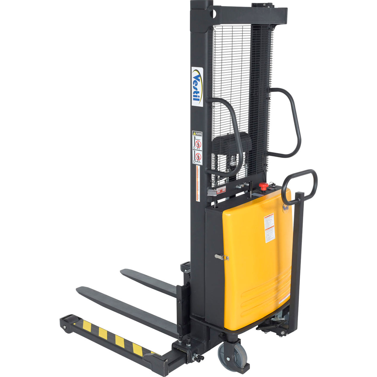 Steel Adjustable Stacker with Powered Lift, 63" Lift, 2000 lb Capacity