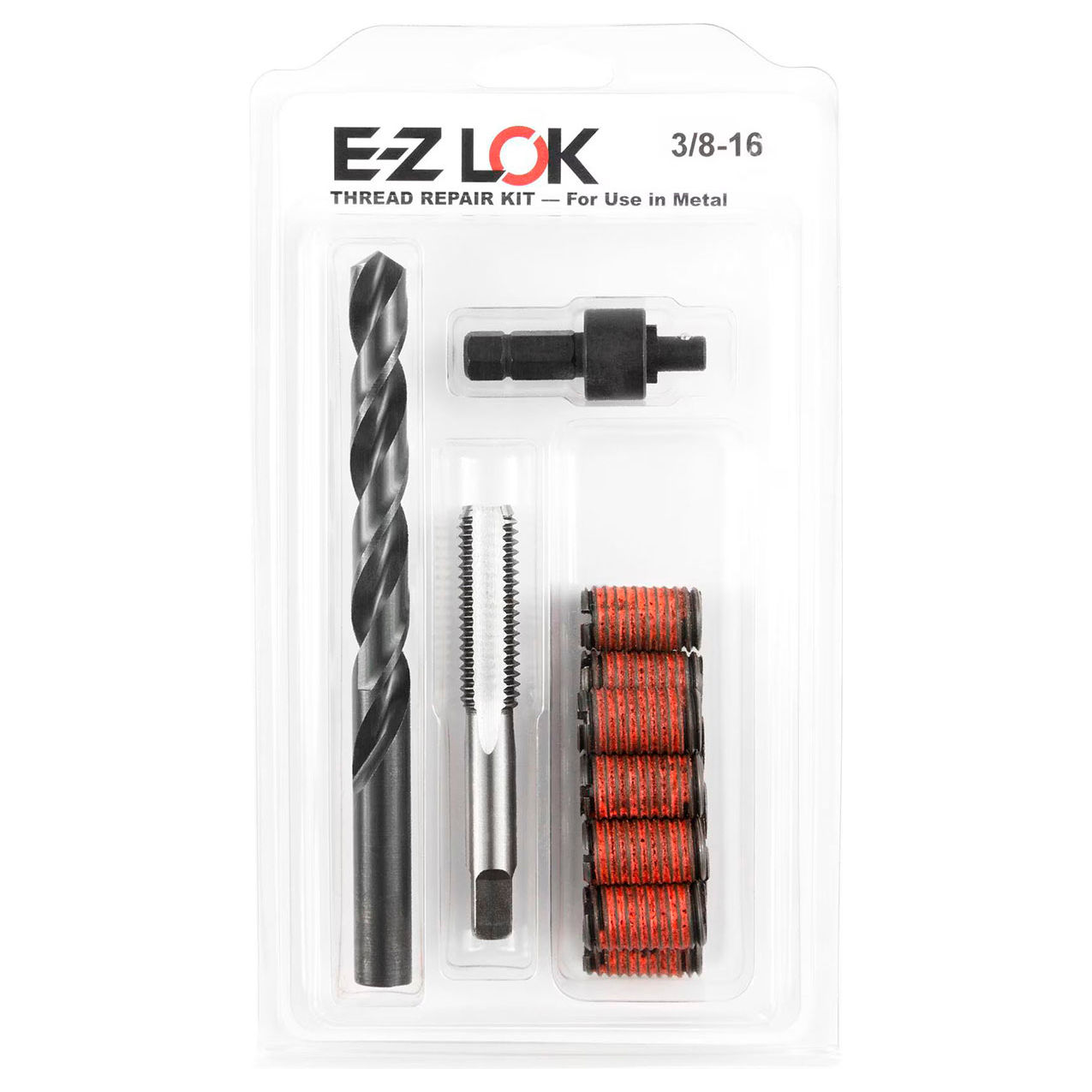Thread Repair Kit For Metal, Standard Wall, 3/8-16 x 9/16-12 x 1" Length