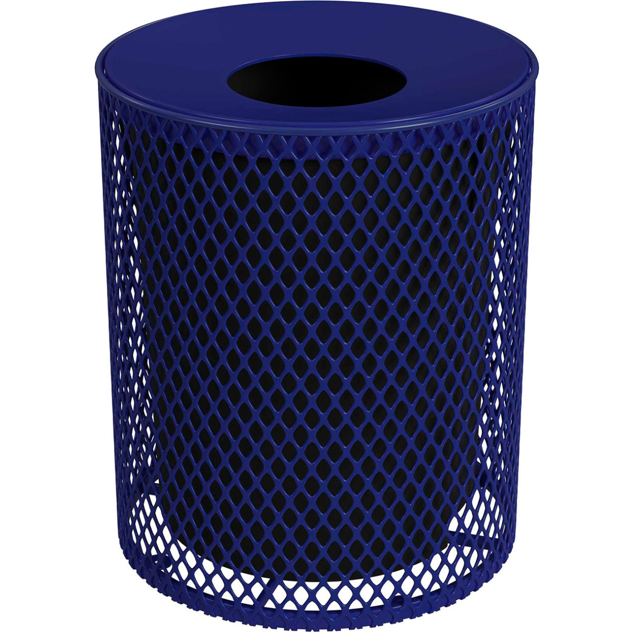 Portable Receptacle with Lid & Liner, Expanded Metal, 32 Gallon Capacity, Navy