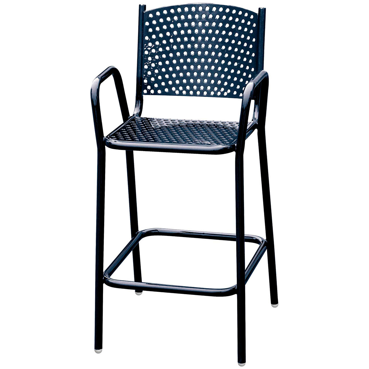 42-3/4" Tall Perforated Bar Height Metal Chair, Black