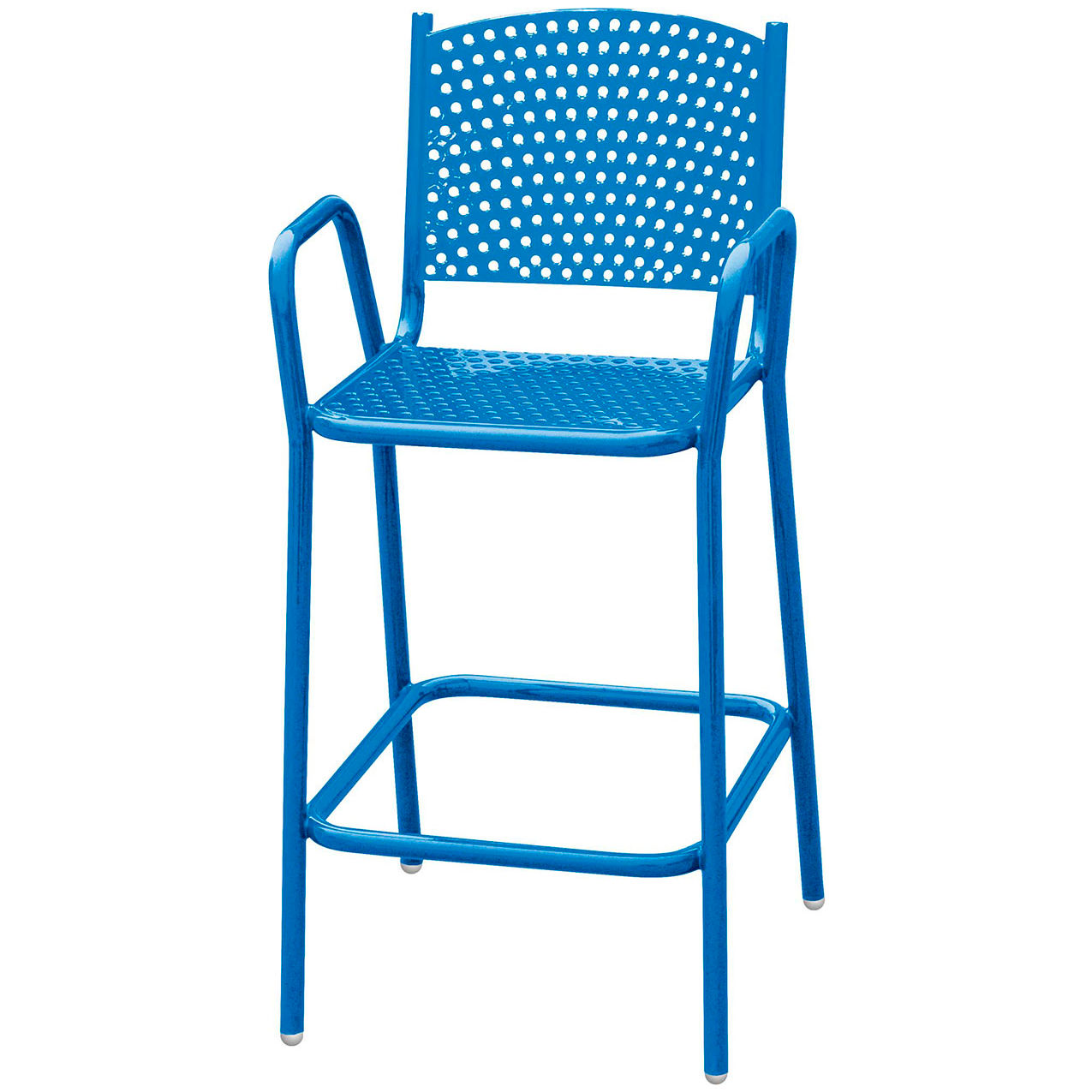 42-3/4" Tall Perforated Bar Height Metal Chair, Blue