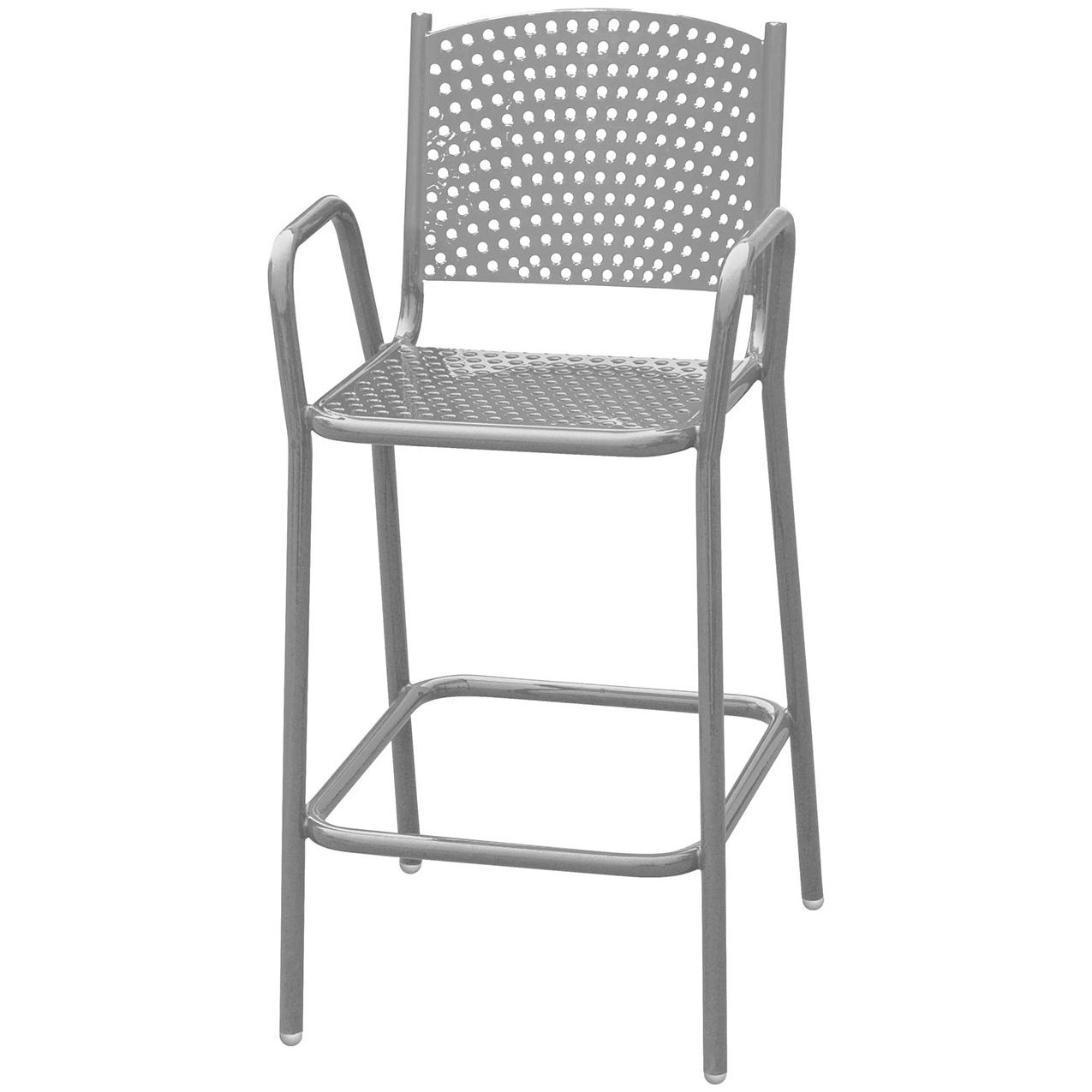 42-3/4" Tall Perforated Bar Height Metal Chair, Gray