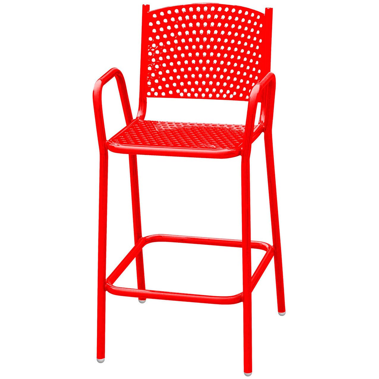 42-3/4" Tall Perforated Bar Height Metal Chair, Red