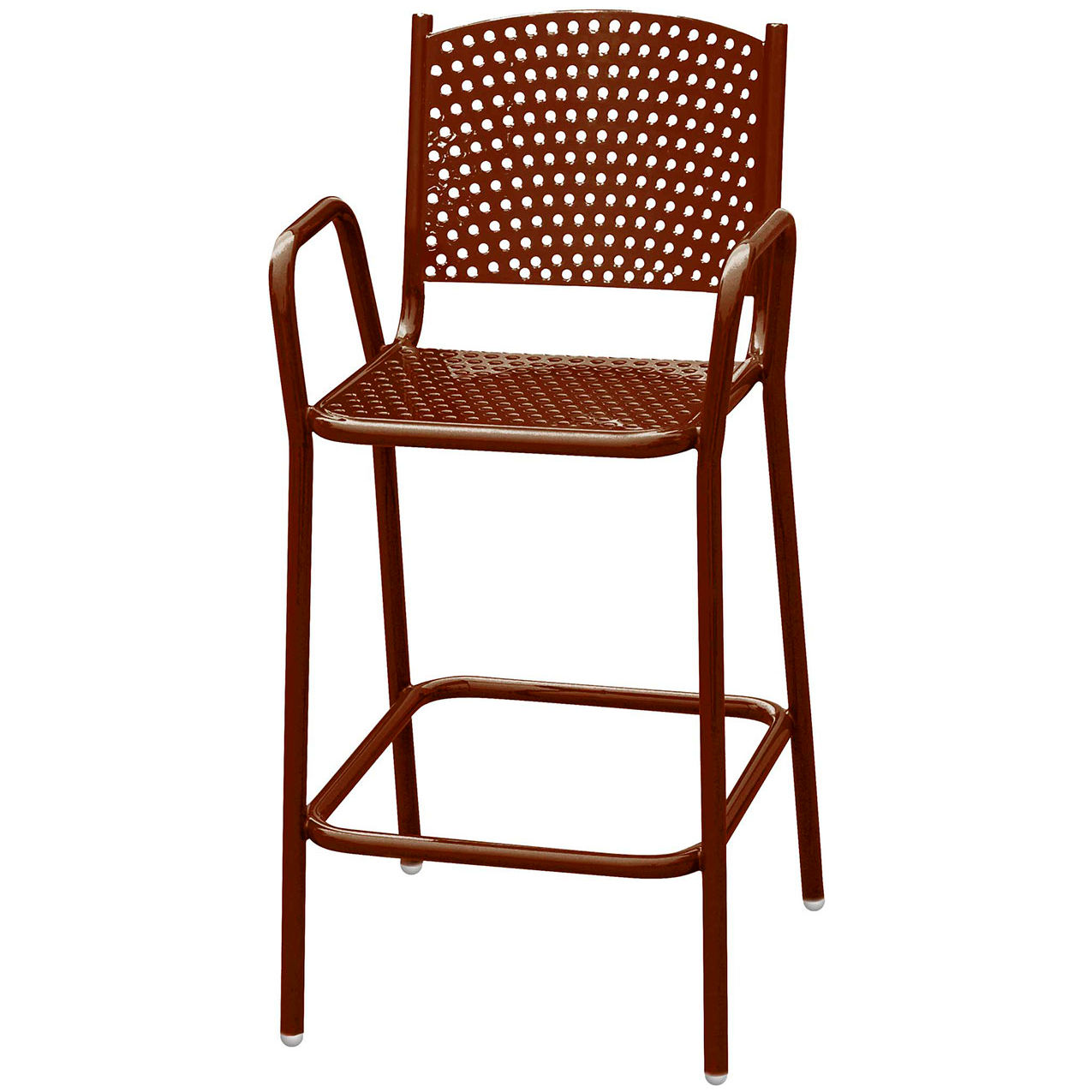 42-3/4" Tall Perforated Bar Height Metal Chair, Brown