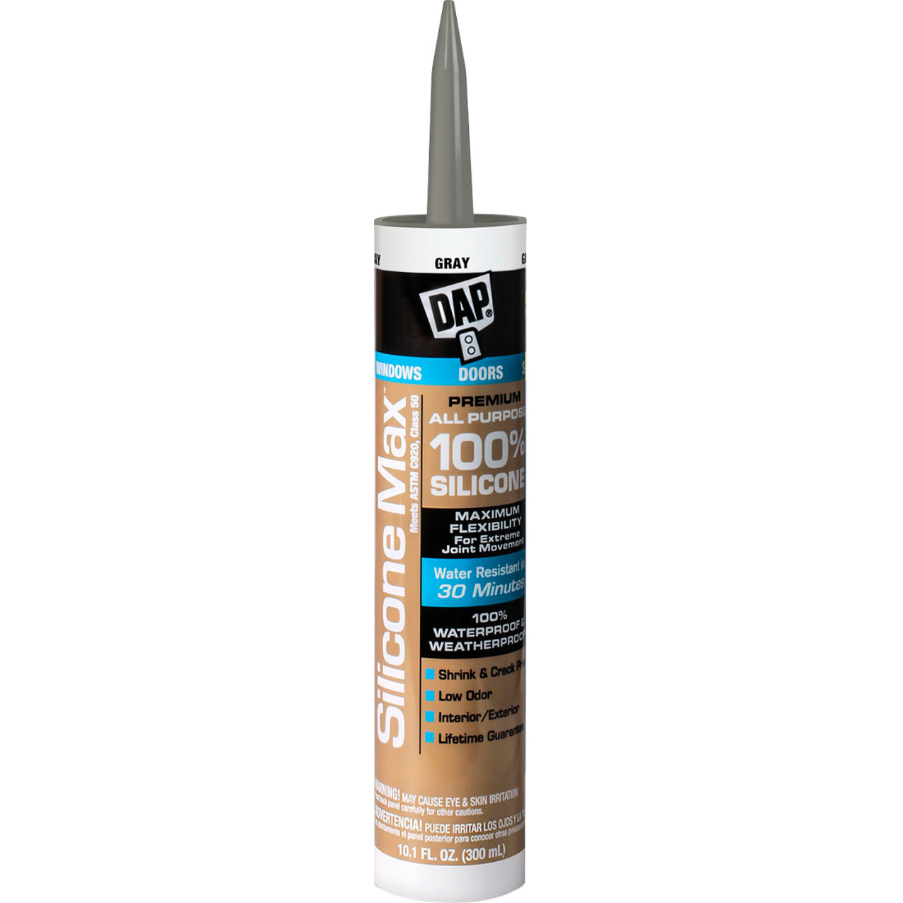 Silicone Max Premium All Purpose Silicone Sealant, 10.1 fl. oz., Gray, Pack of 12