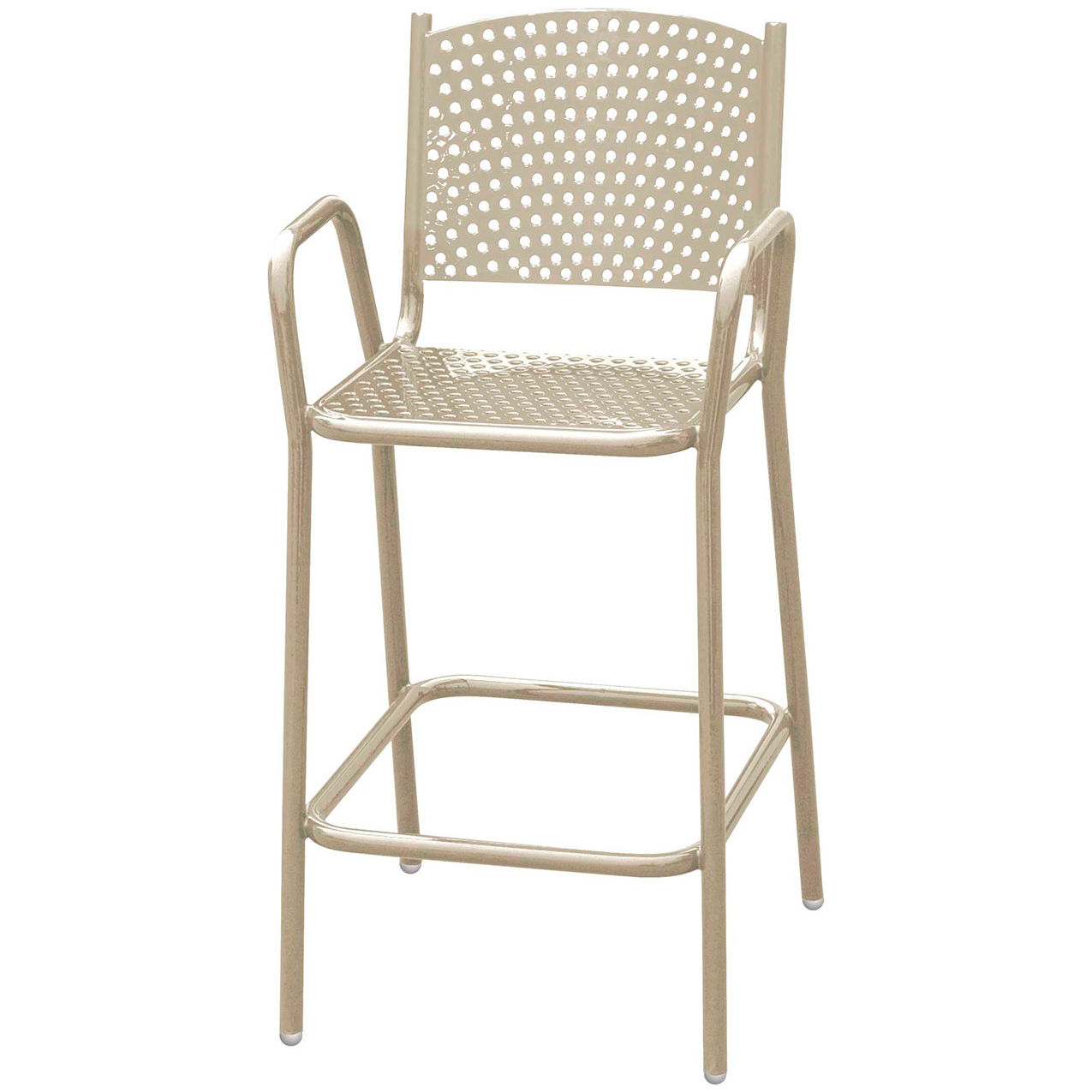 42-3/4" Tall Perforated Bar Height Metal Chair, Beige