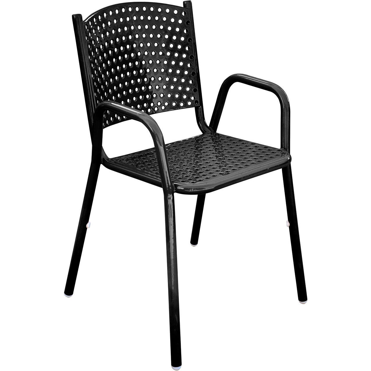 31-5/8" Tall Stackable Perforated Metal Chair, Black
