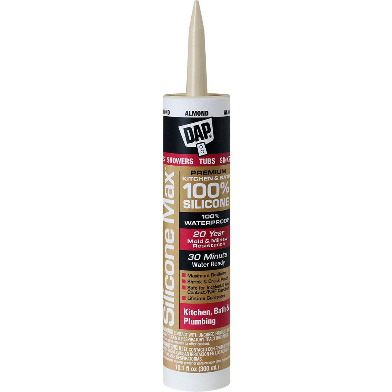 Silicone Max Premium Kitchen & Bath Silicone Sealant, 10.1 fl oz, Almond, Pk of 12