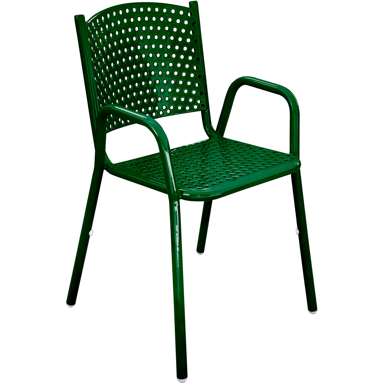 31-5/8" Tall Stackable Perforated Metal Chair, Black Green