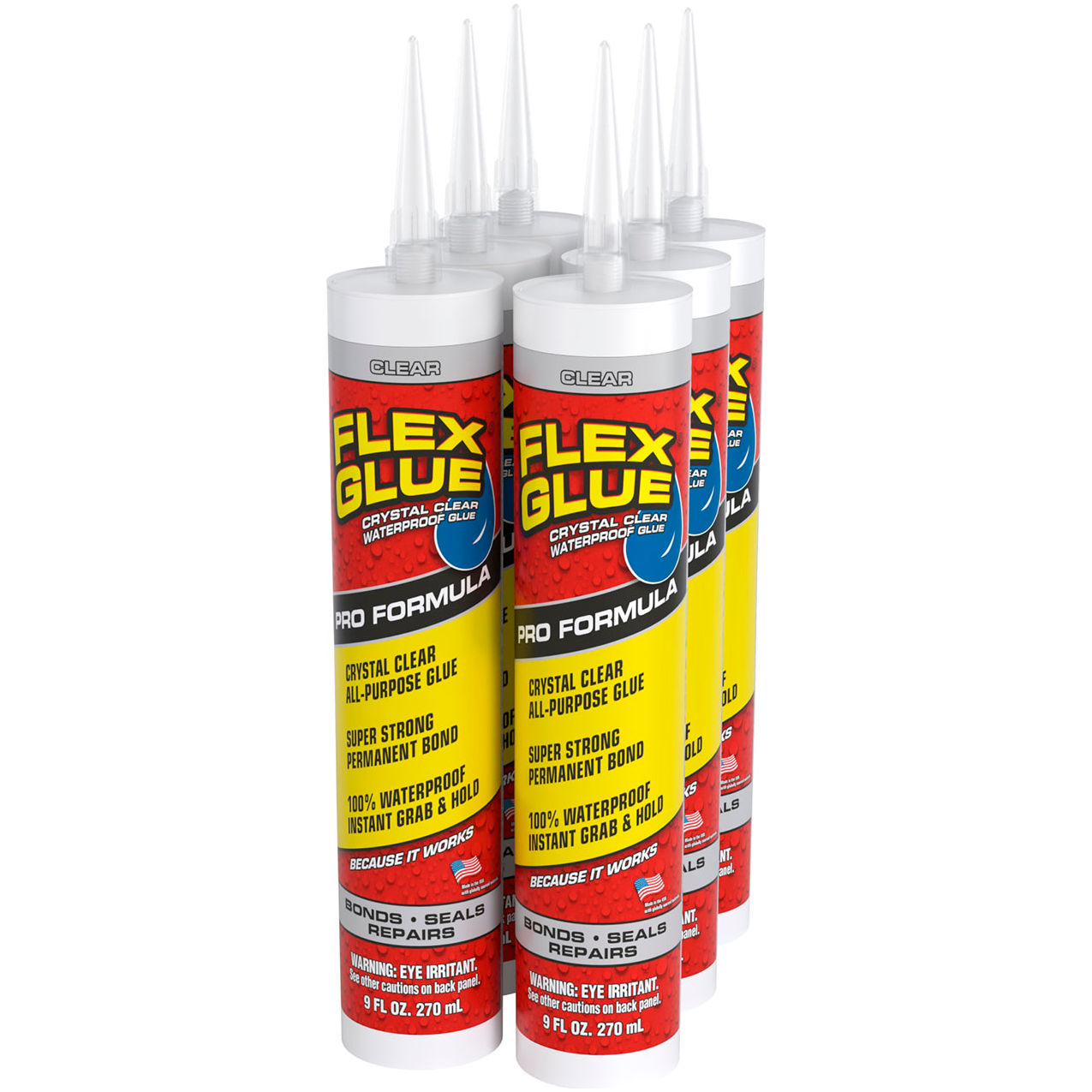 Waterproof Adhesive, 9 oz. Pro Cartridge, Clear, 6/Case